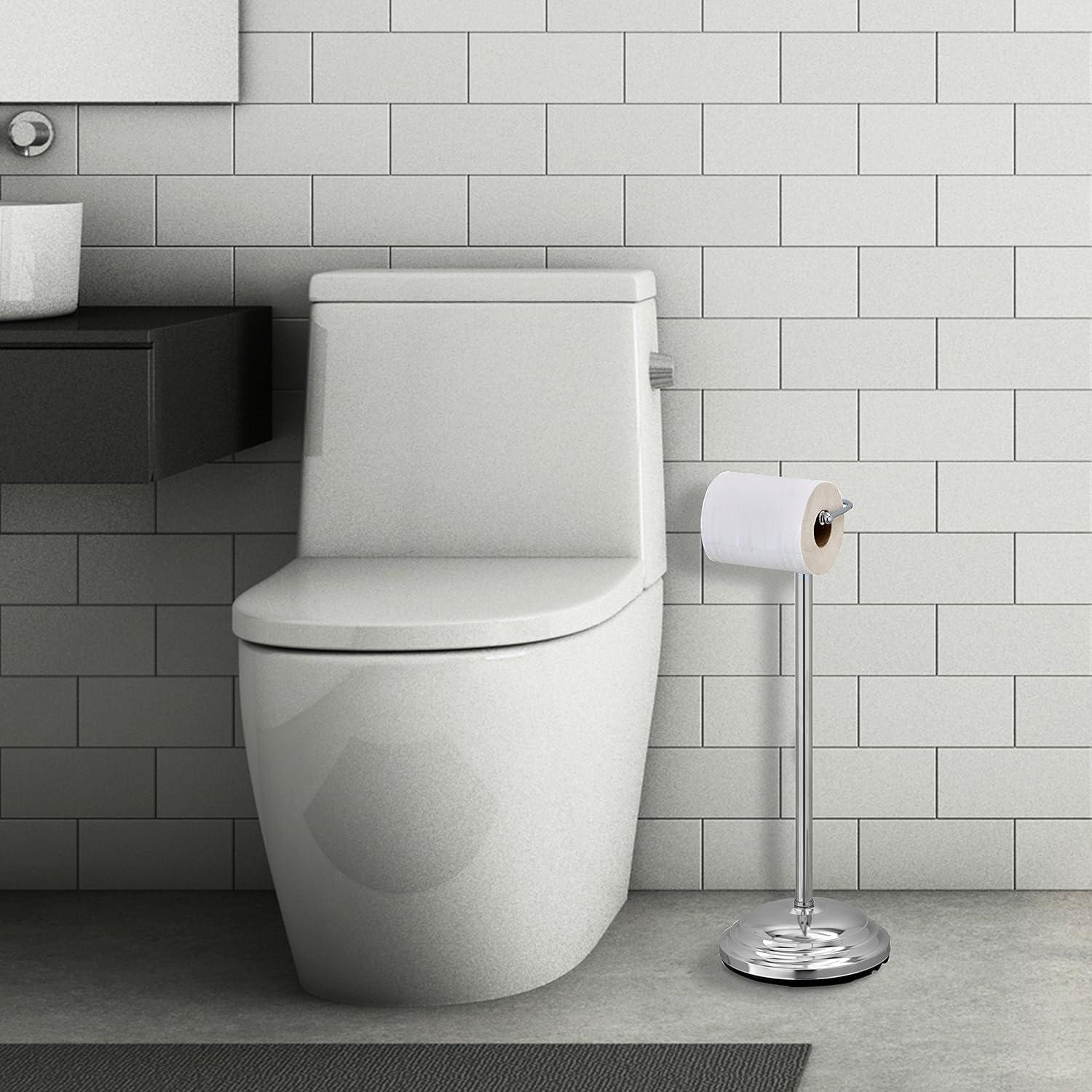 Plated Free Standing Toilet Paper Holder