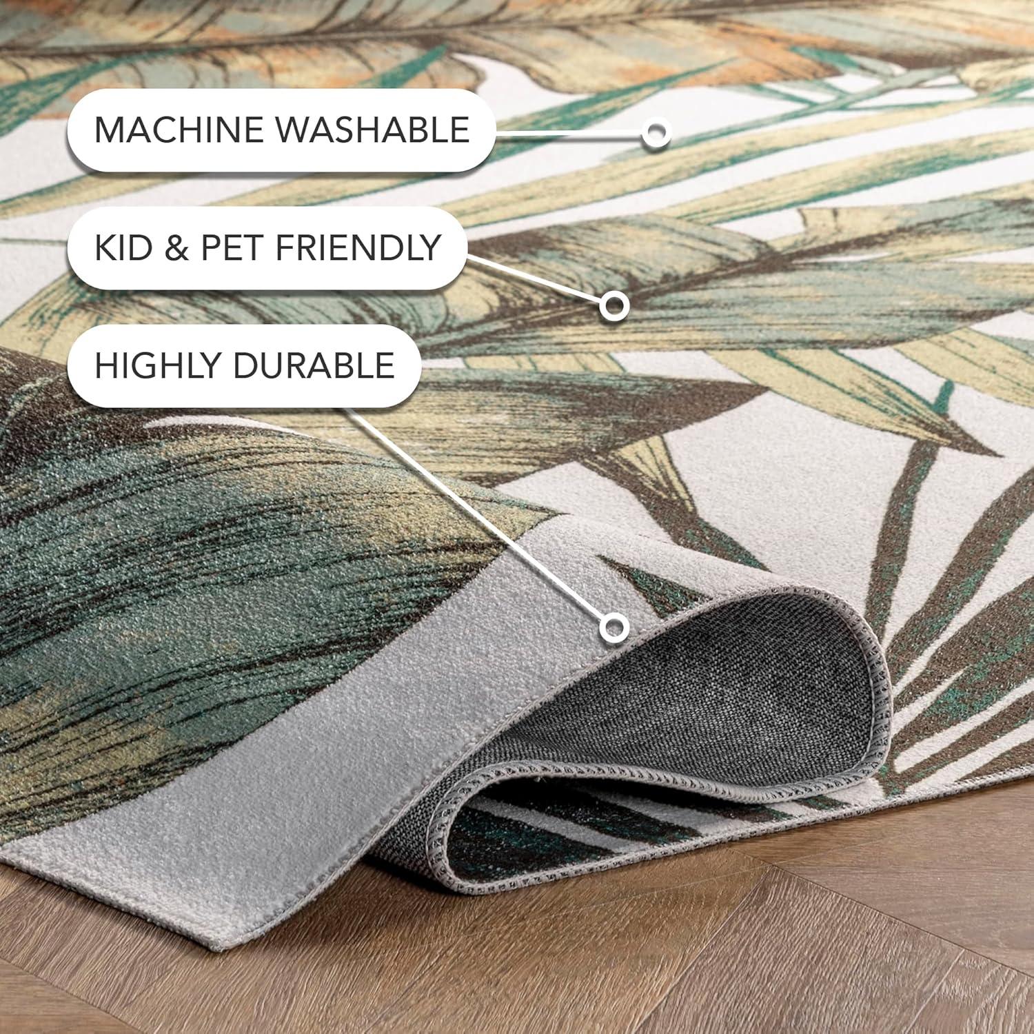 Nuloom Elen Machine Washable Natural Leaves Indoor Area Rug