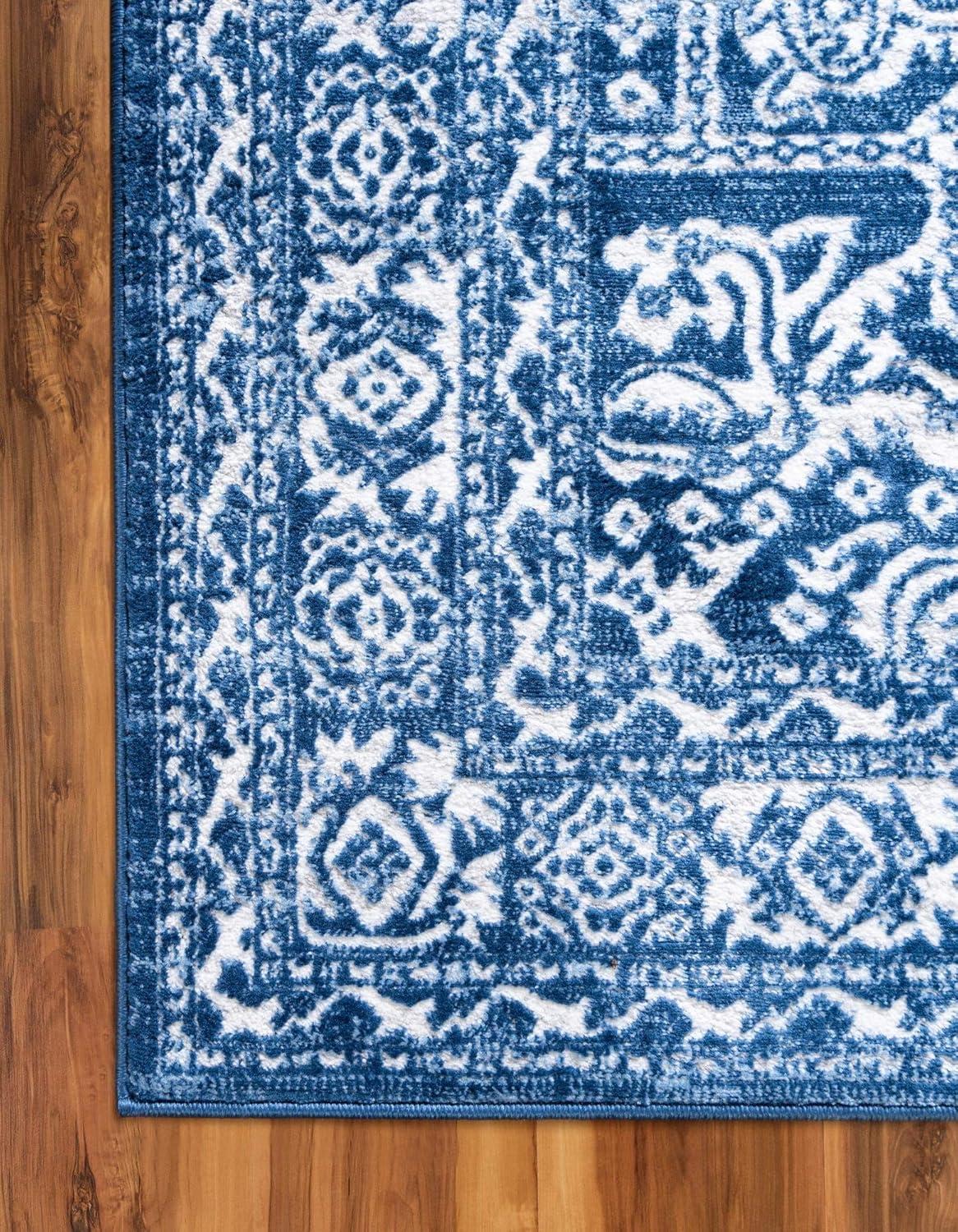 Unique Loom Boston Collection Area Rug - Floral (3' 3" x 5' 3" Rectangle White Blue/Gray)