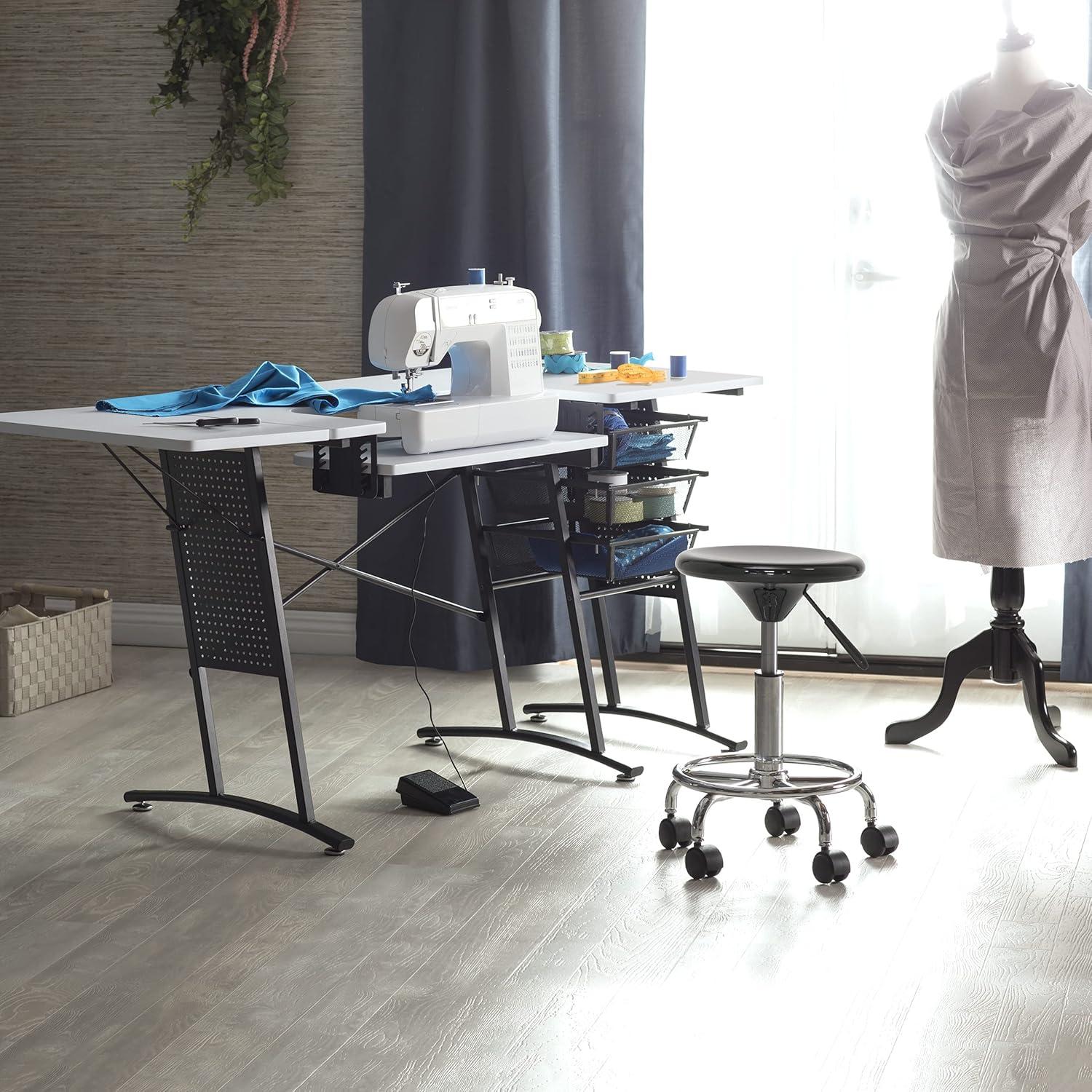 Inbox Zero Cowgill Adjustable Height Industrial Stool with Footring Wheels