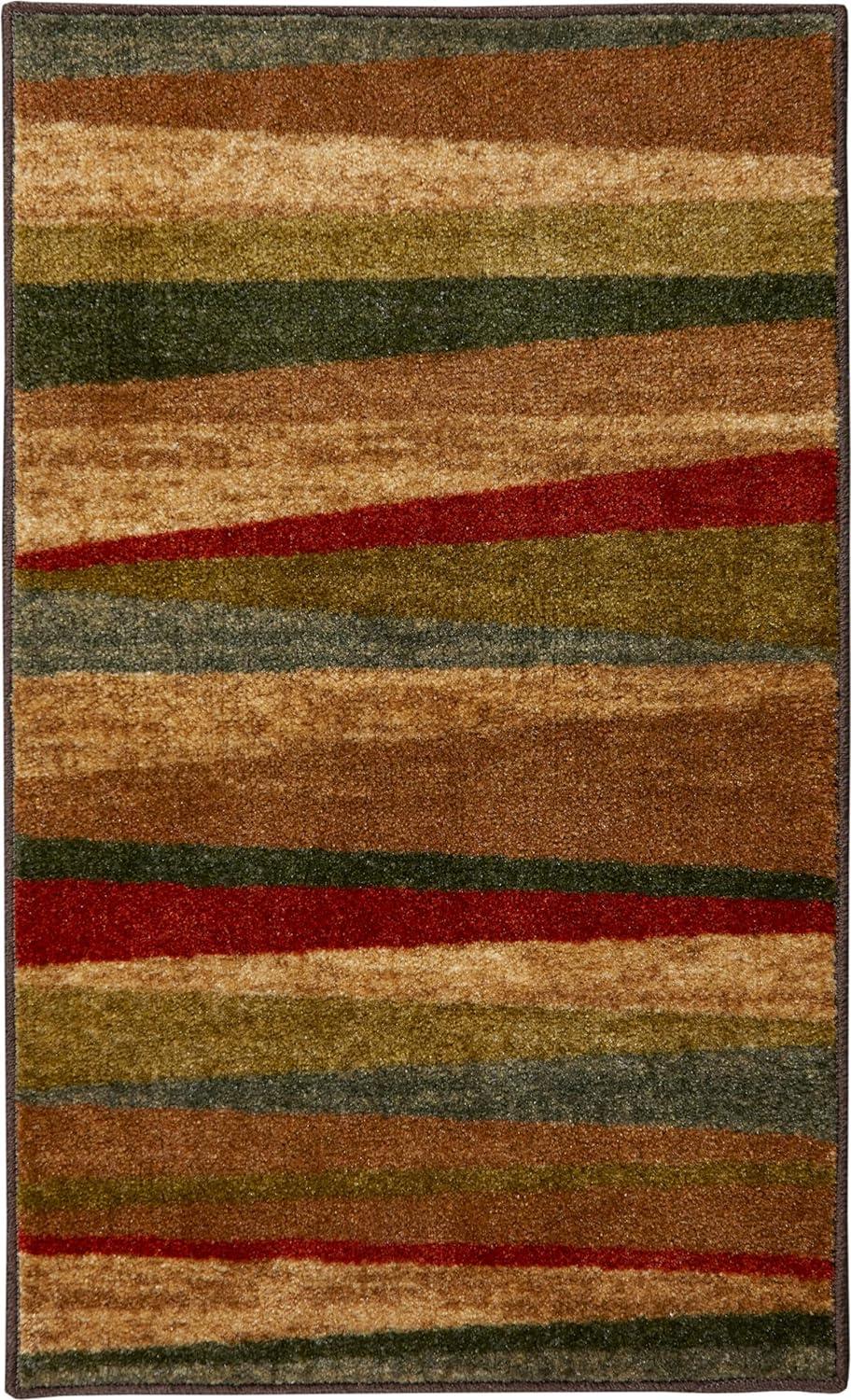 Mayan Sunset Red and Brown Striped Rectangular Rug