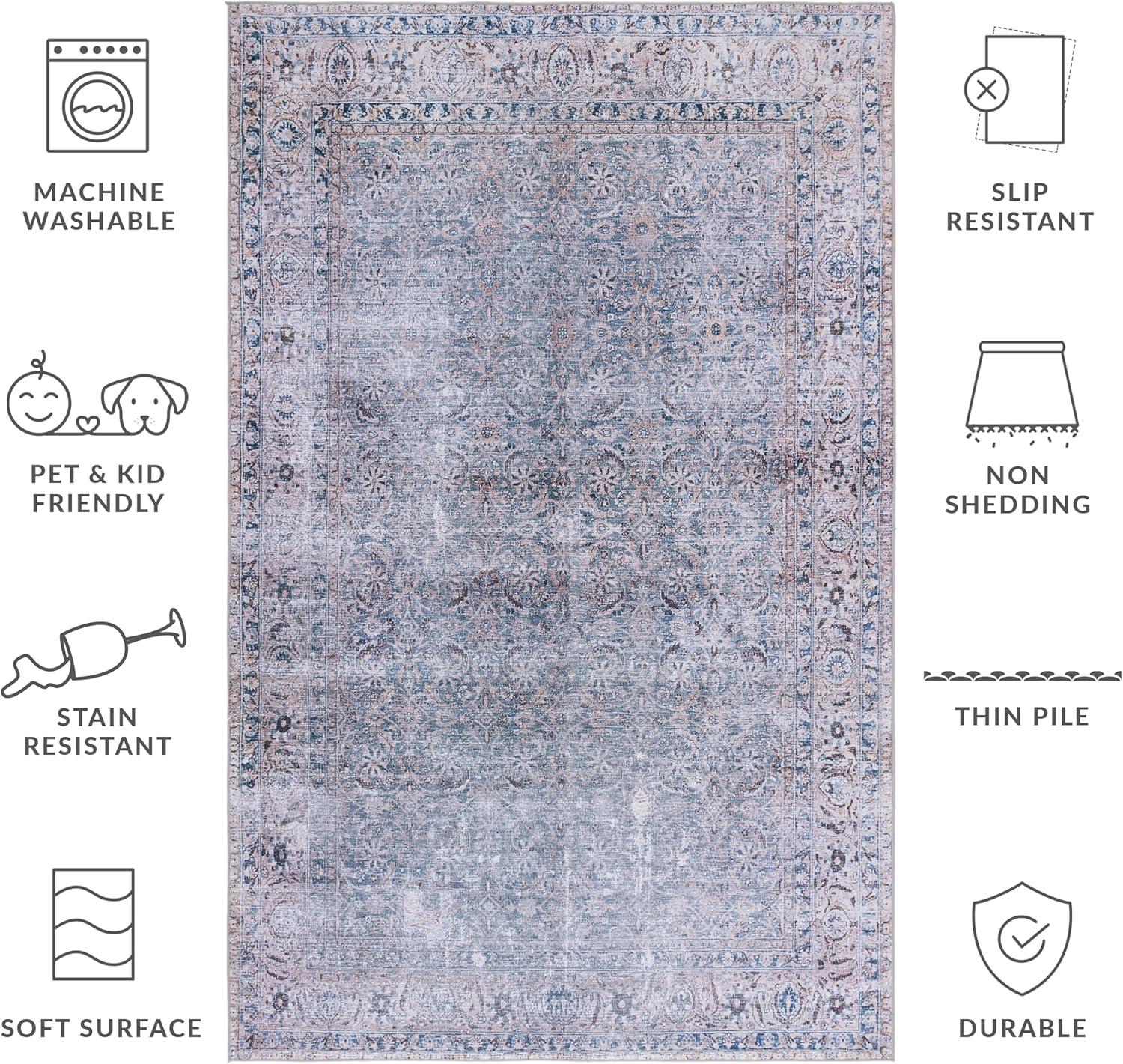Tucson TSN134 Power Loomed Machine Washable Area Rug - Green Blue/Beige - 3'x5' - Safavieh.