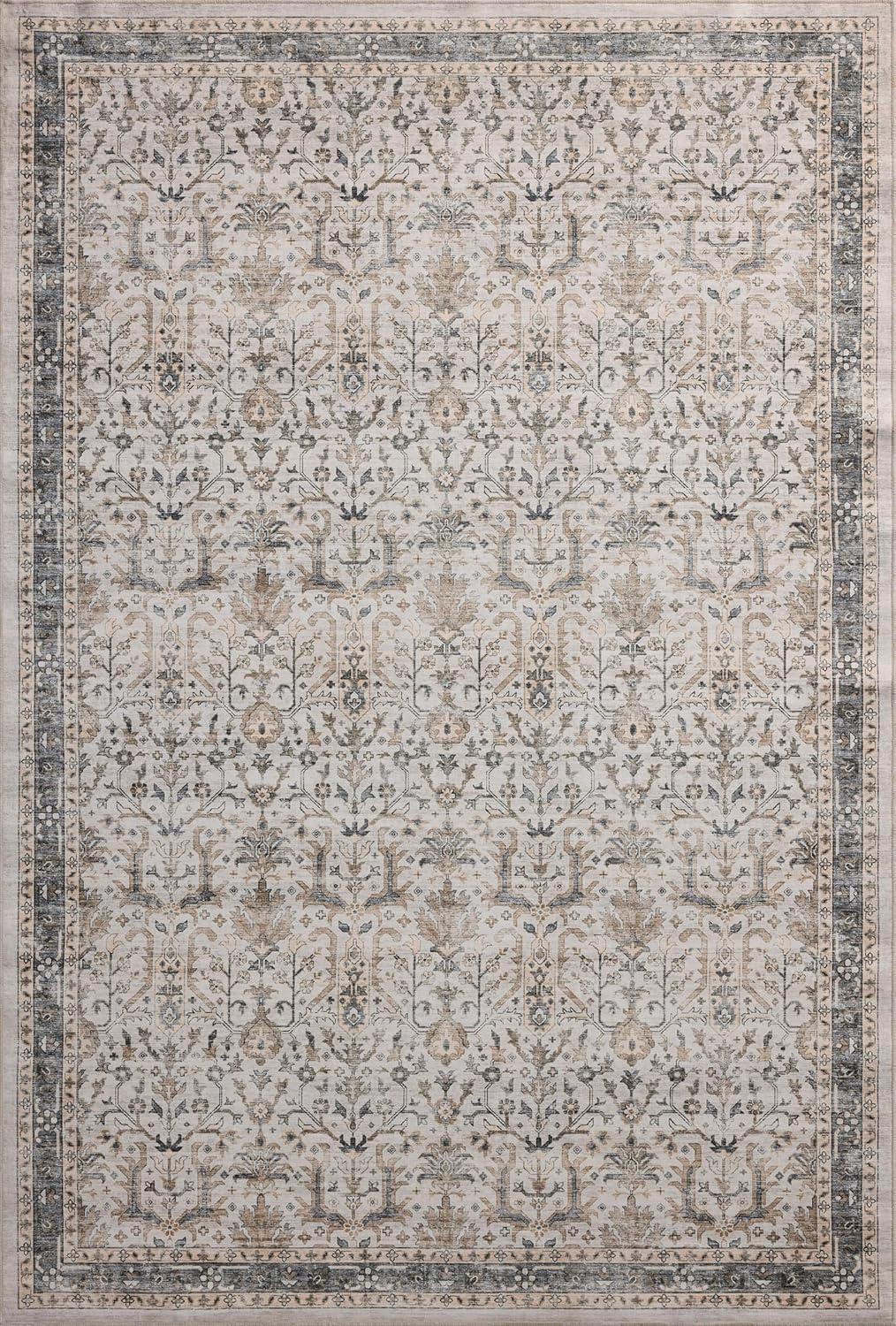 Anniston Ivory and Stone Washable Runner Rug