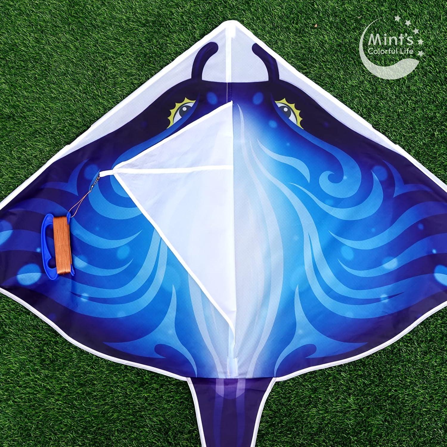 Mint's Colorful Life Devil Fish Kite for Kids Adults, Polyester Fabric & Fiberglass Frame