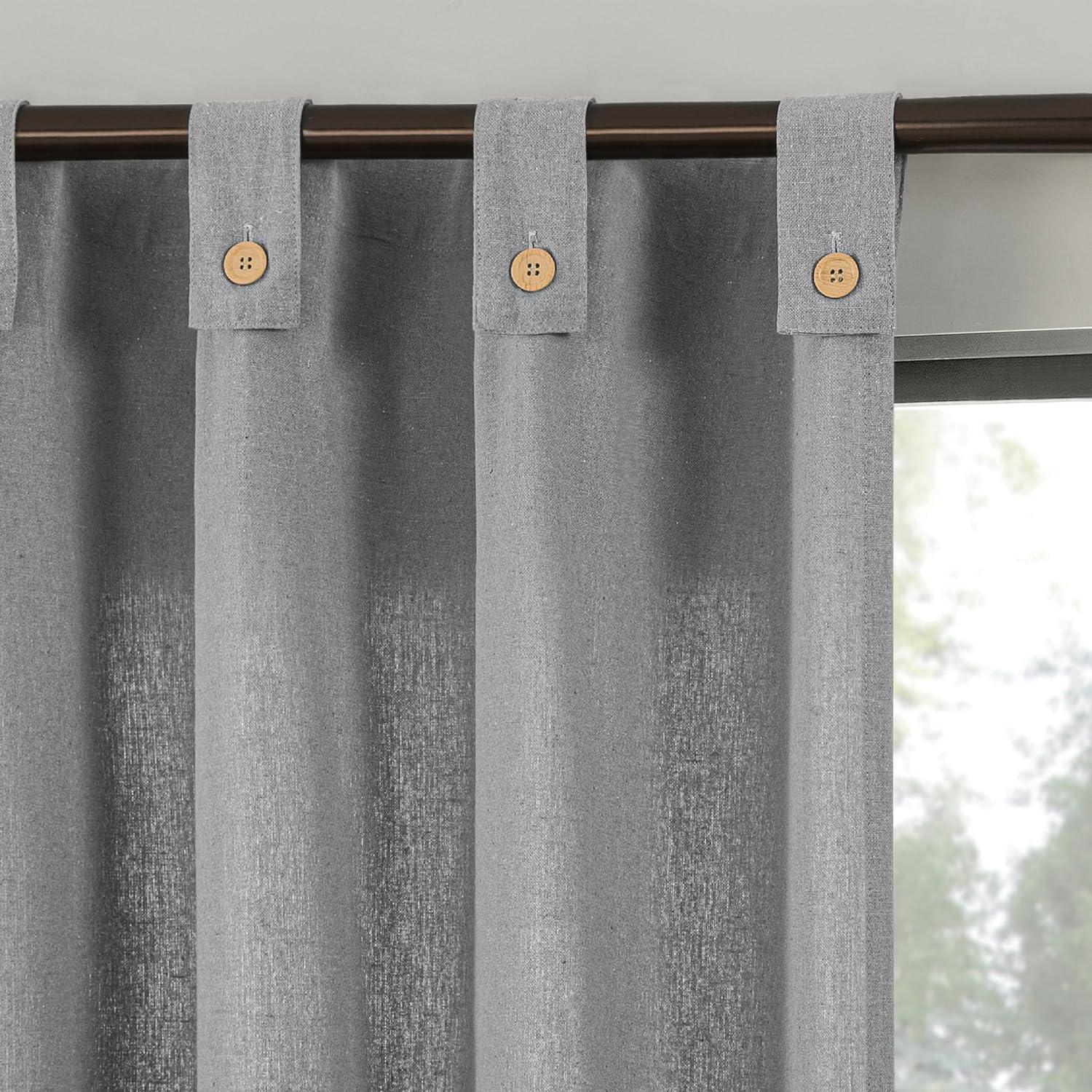 Archaeo Cotton Blend Button Tab Top Curtain, 40"x84", Gray