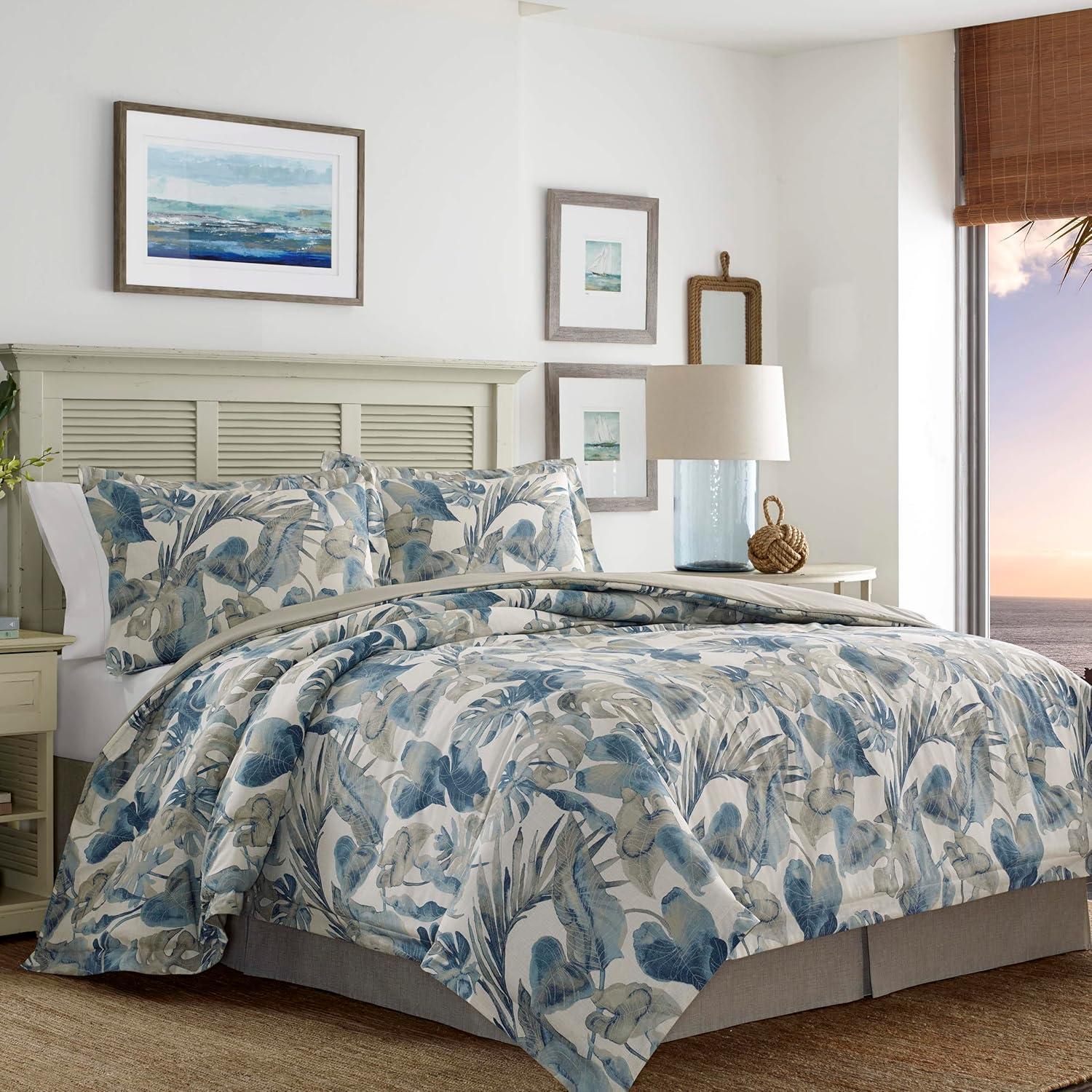 Tommy Bahama Home Tommy Bahama Raw Coast Blue Cotton 5 Piece Comforter Bonus Set
