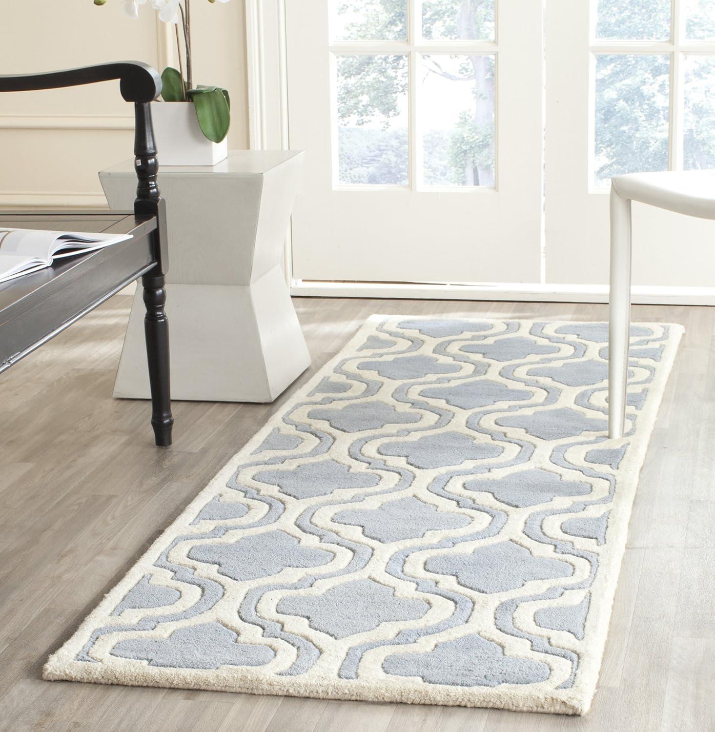 Chatham Blue and Ivory Hand-Tufted Wool Rug, 27" x 5"