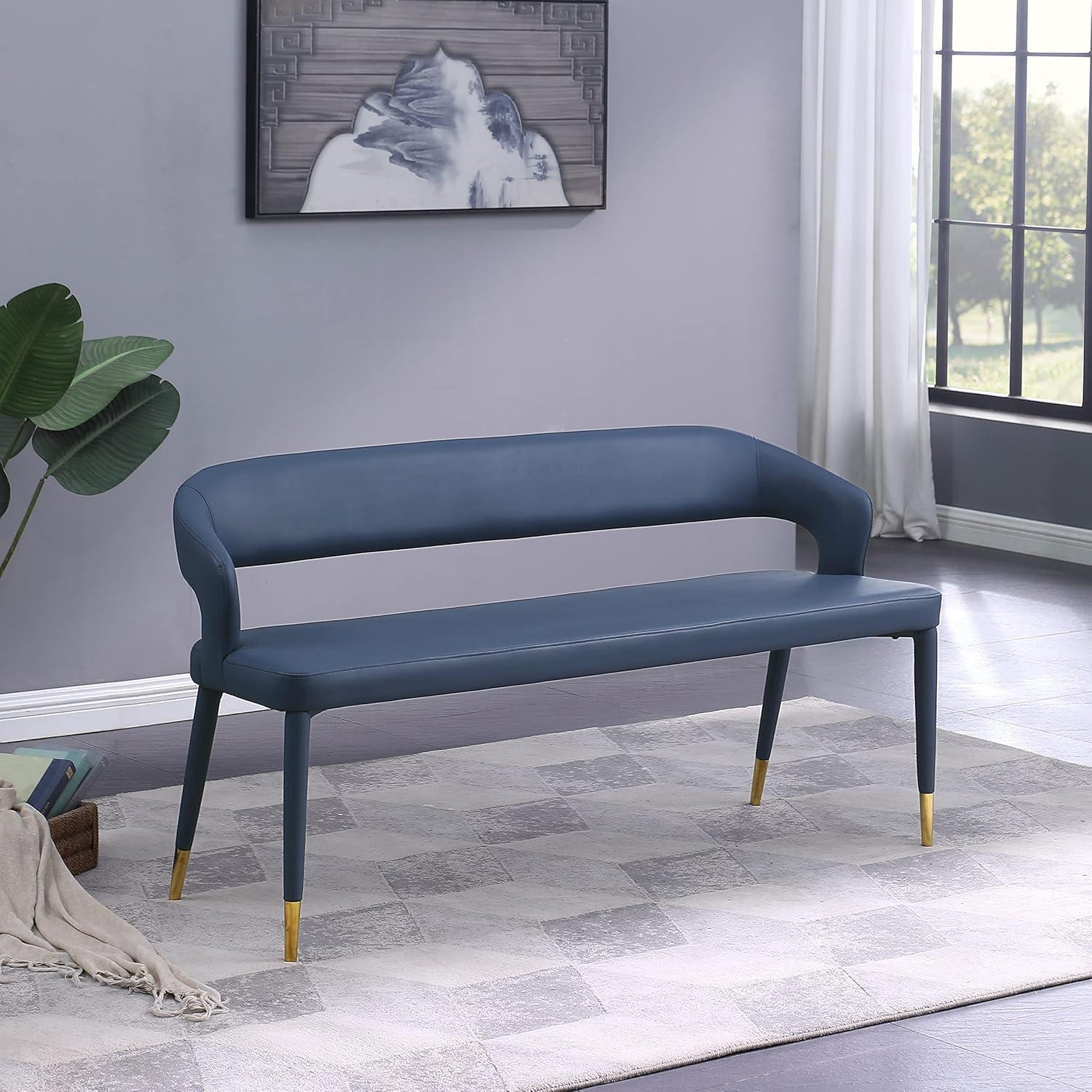 Meridian Furniture Destiny Navy Vegan Leather Bench