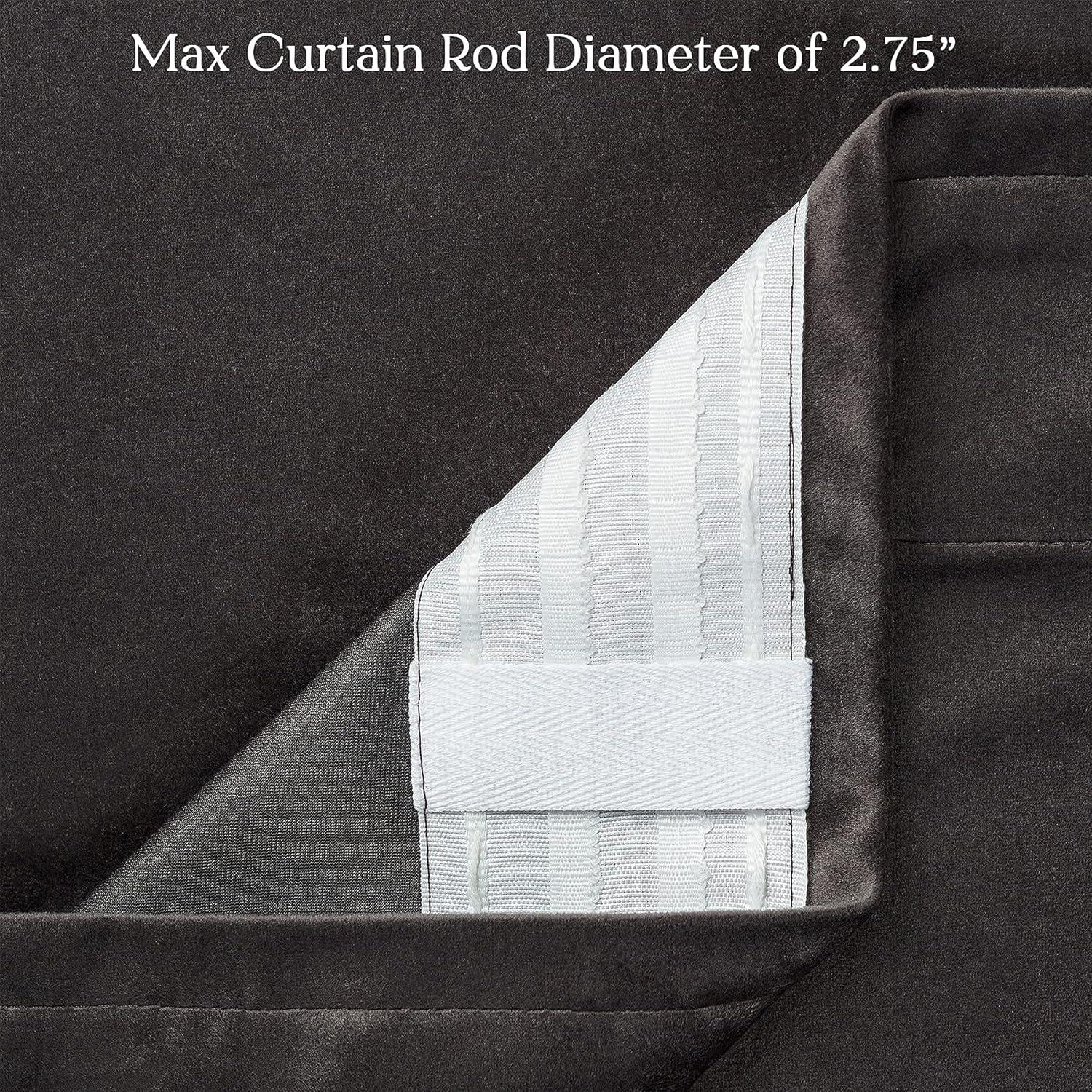 Chanasya 2pk Solid Velvet Room Darkening Blackout Privacy Window Curtain Panels - Set of 2 - 52 x 96 Inches Long - Charcoal