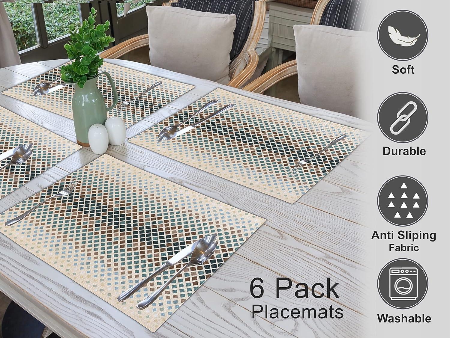 Dining Table Rectangle Placemats 100% Cotton Multi Pattern 13x19 Inches