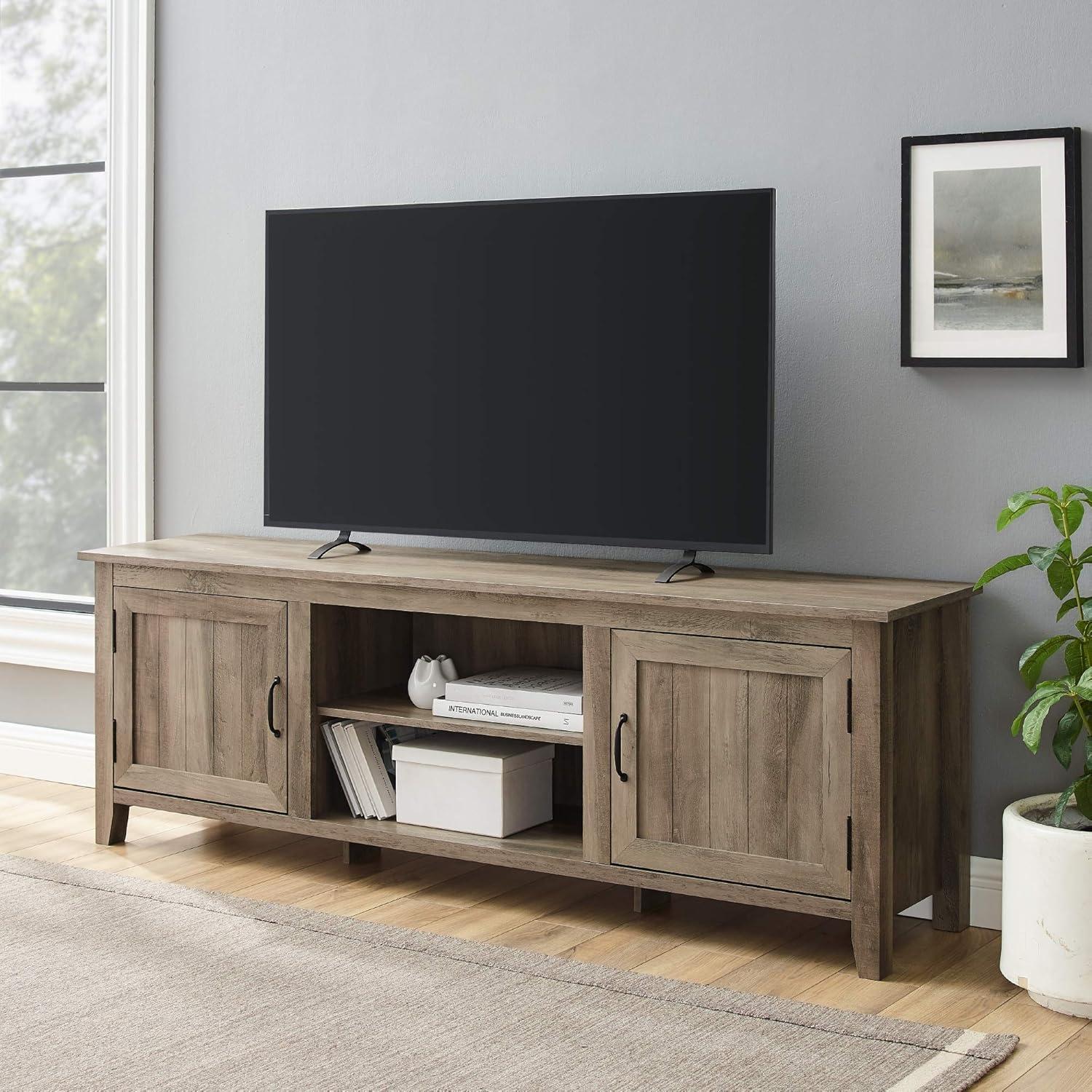 Modern Farmhouse 70" Gray TV Console with Cabinet Storage