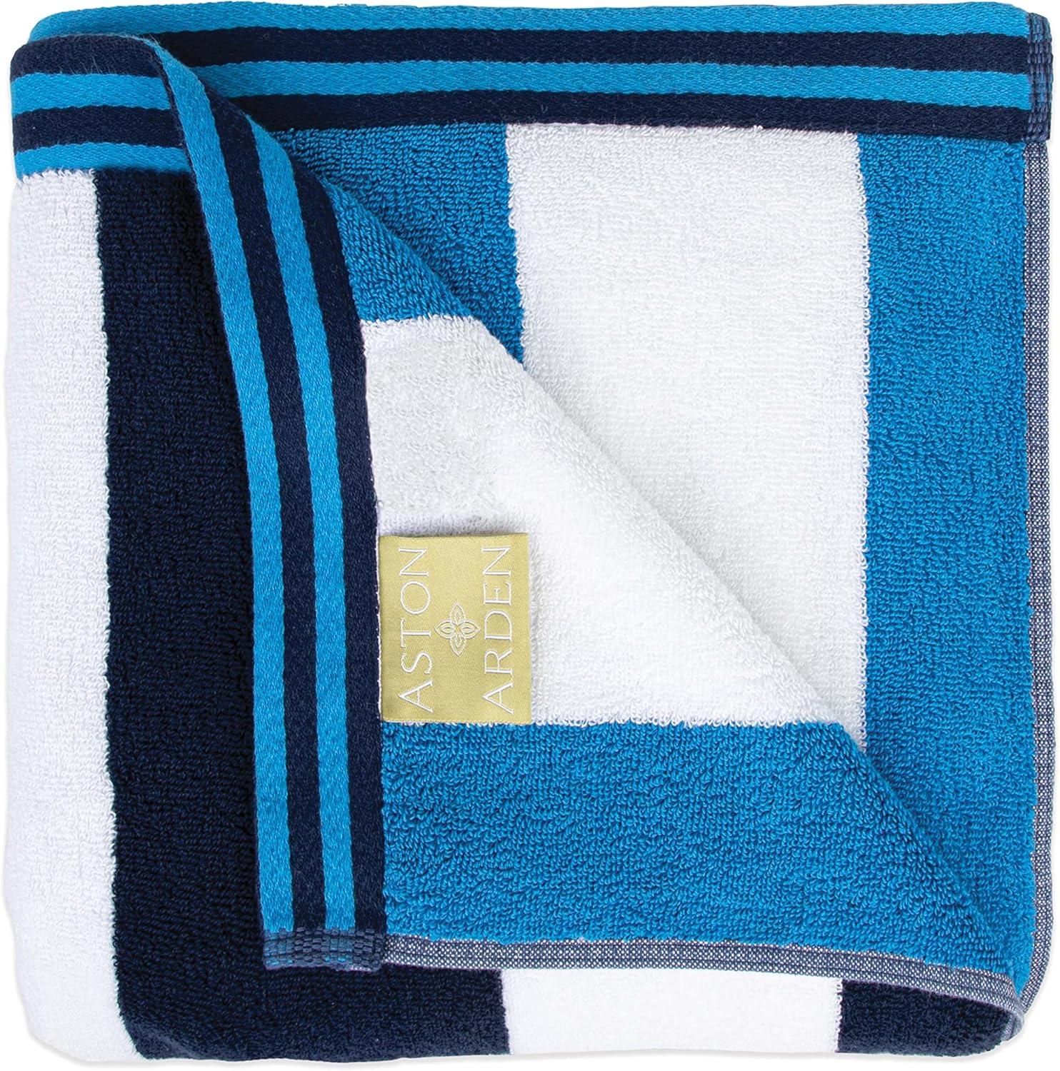 Aston & Arden Navy and Blue Cotton Reversible Beach Towel, 35 x 70 in