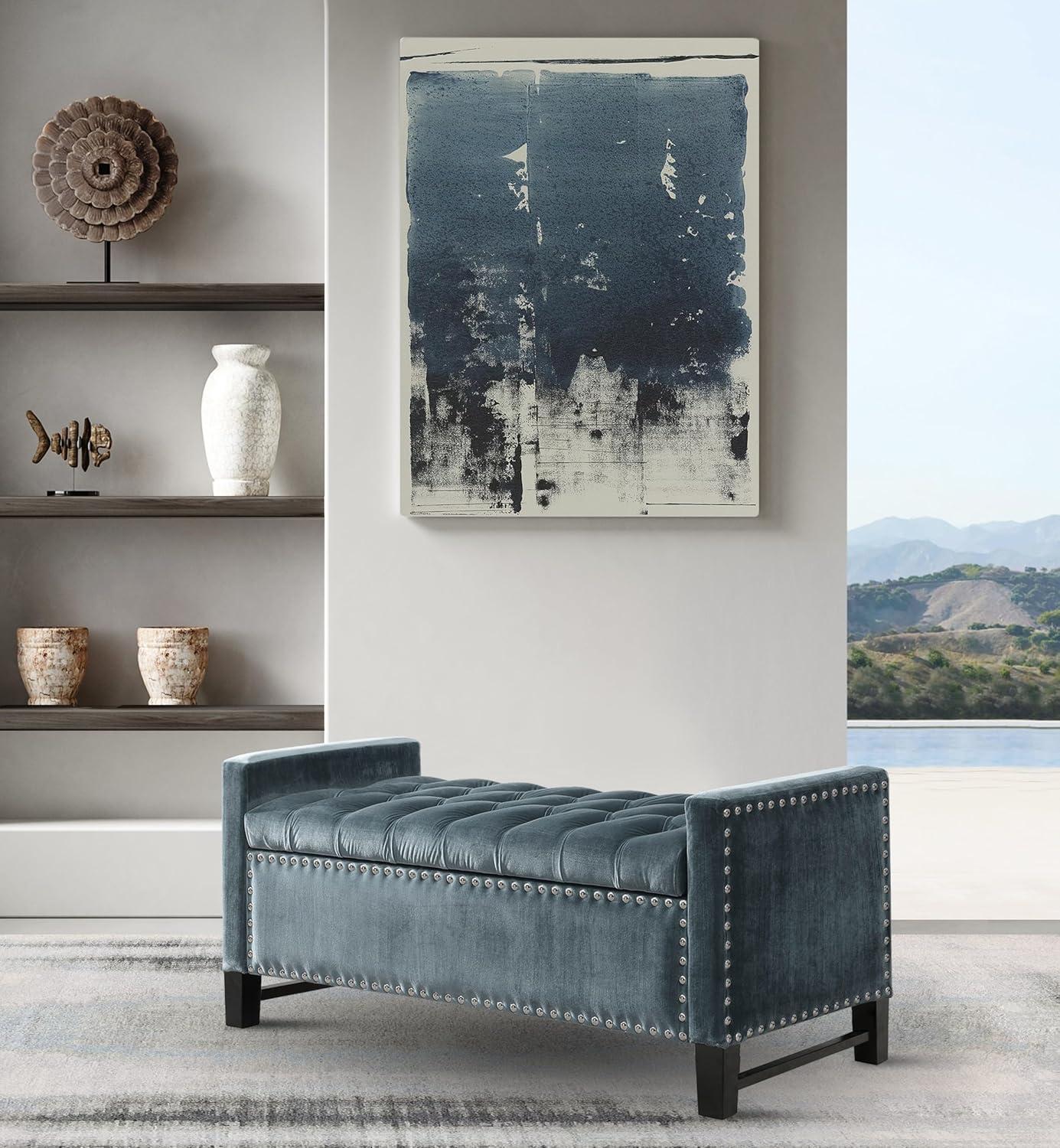 Iconic Home Velvet Storage Bench, Kurt