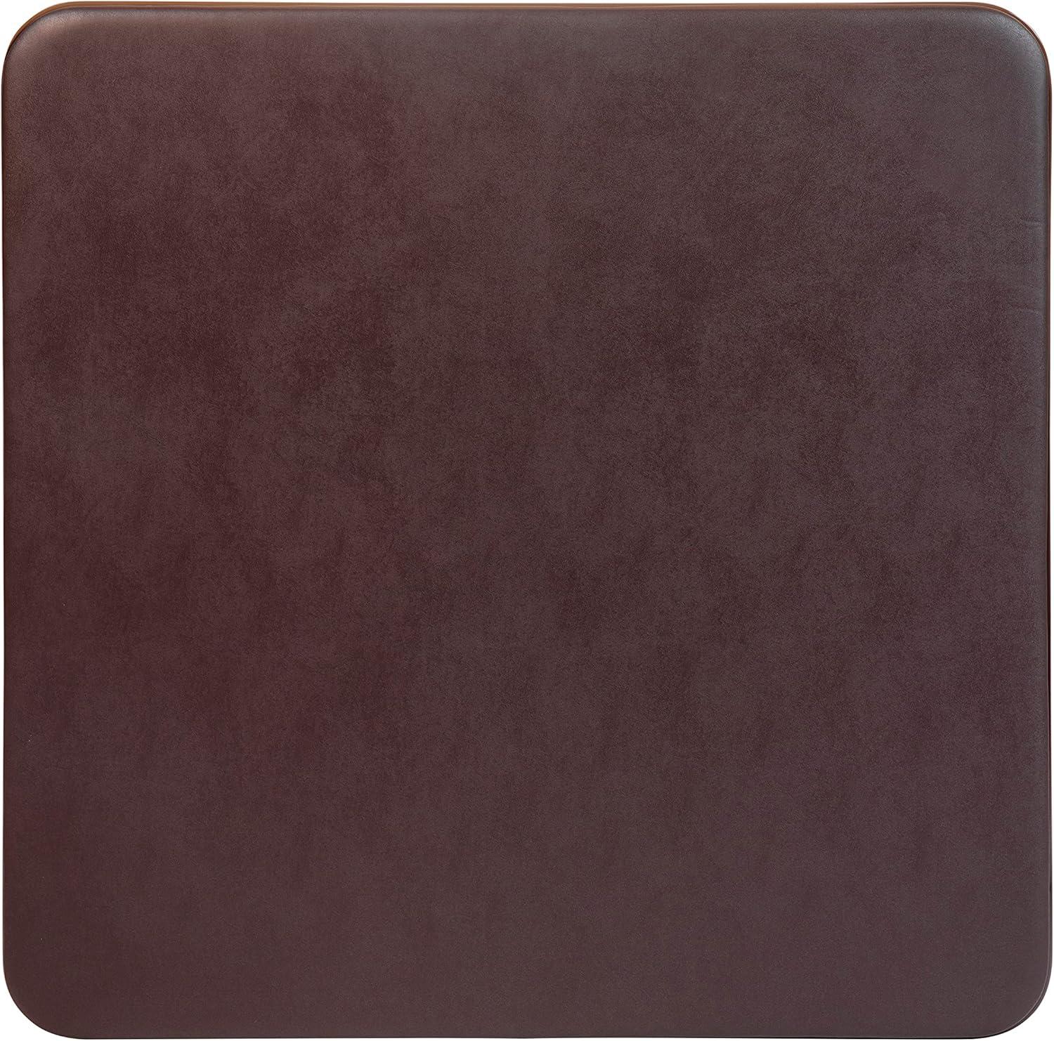 Emma and Oliver Brown Foldable Card Table with Vinyl Table Top - Game Table - Portable Table