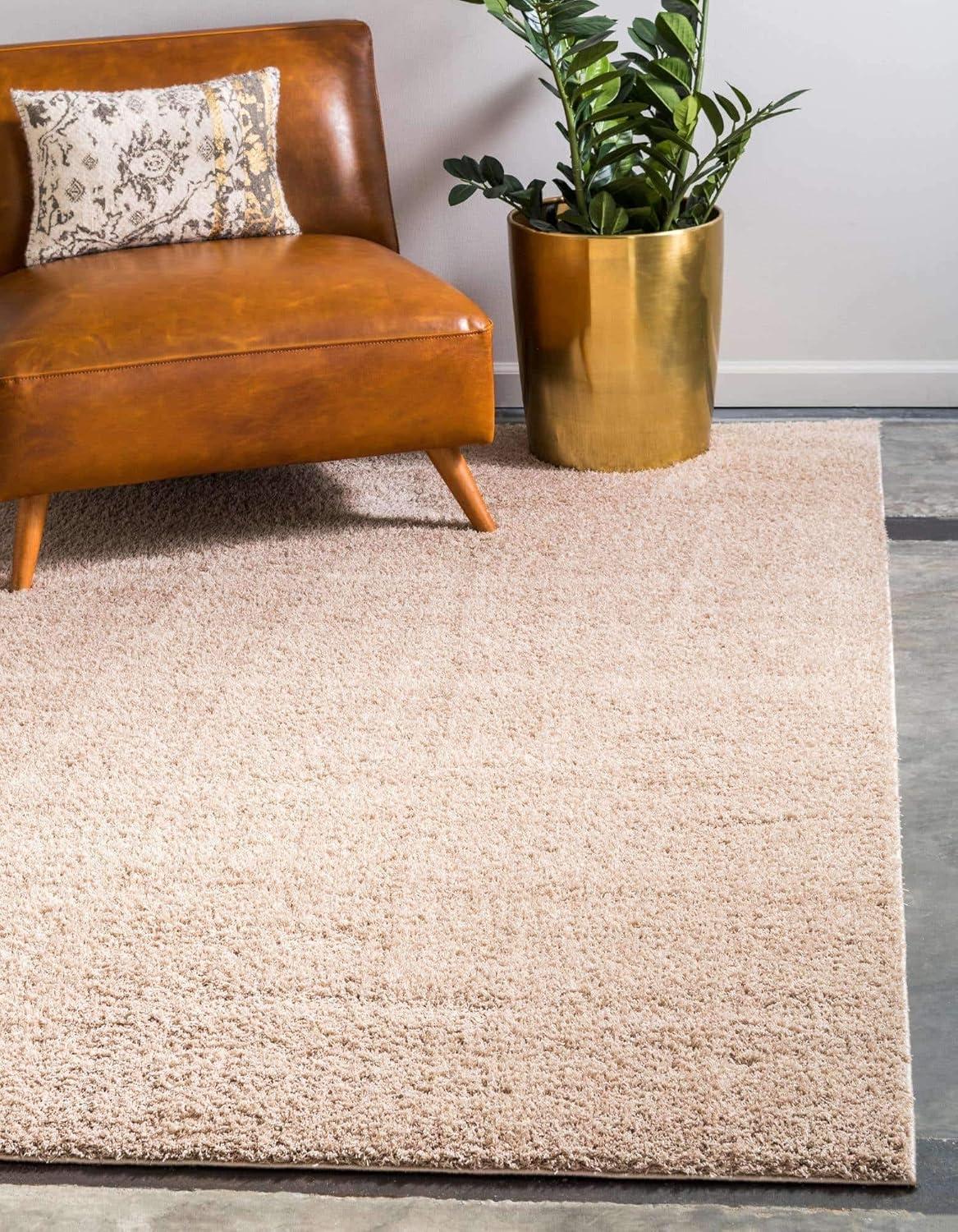 Unique Loom 4' 1 x 6' 1 Taupe Studio Solid Shag Sky Area Rug