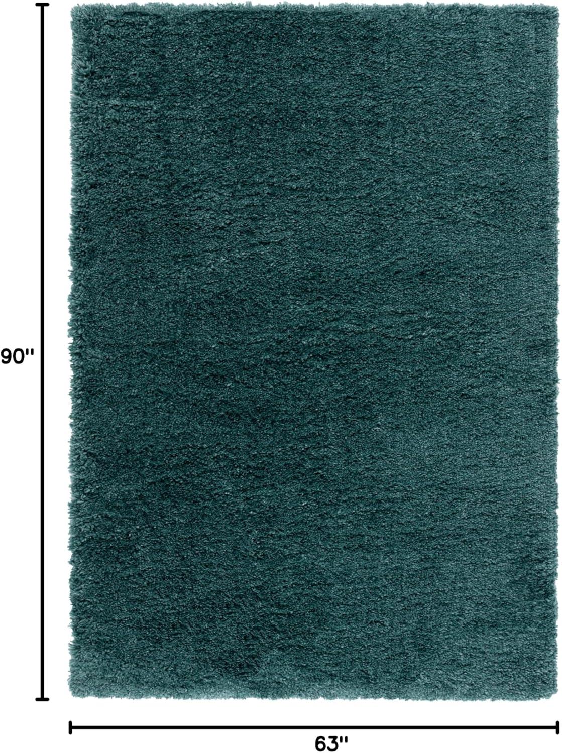 SAFAVIEH Fontana Jamie Solid Shag Area Rug, Dark Green, 5'3" x 7'6"