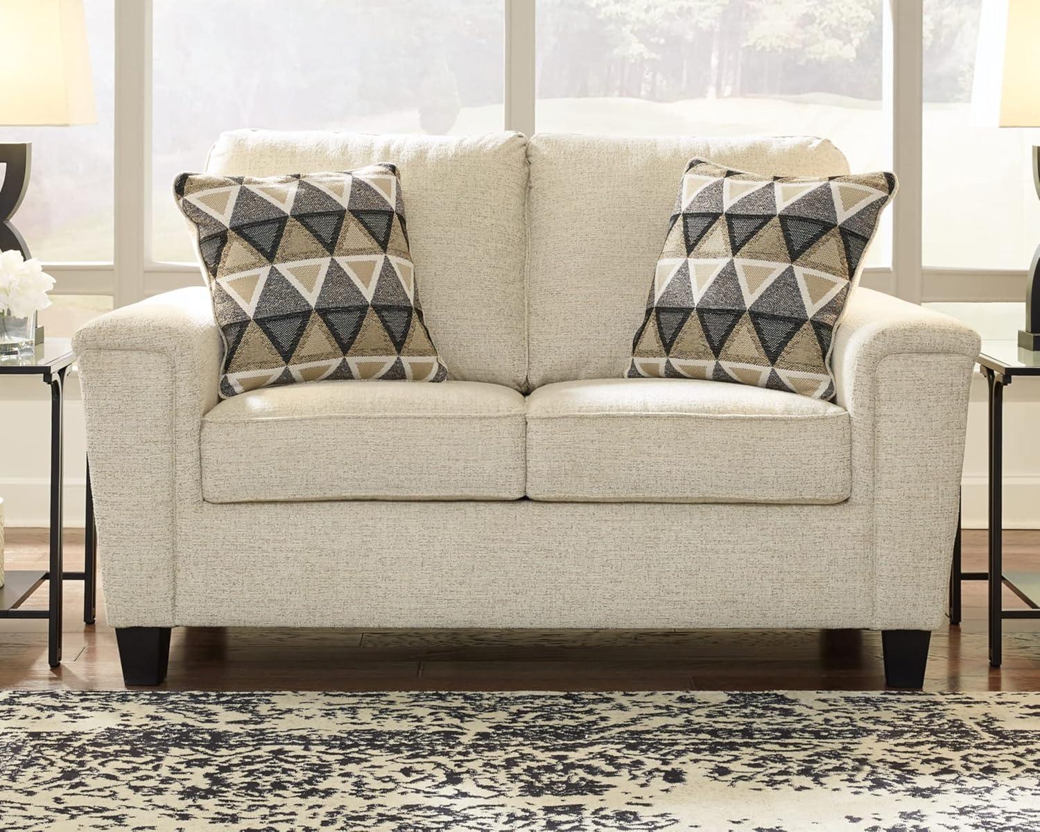 Gray Chenille Track Arm Loveseat with Removable Cushions