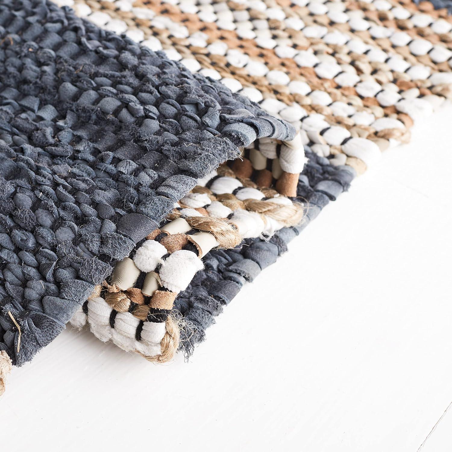 Vintage Leather VTL204 Hand Woven Area Rug - Dark Grey/Natural - 8'x10' - Safavieh.