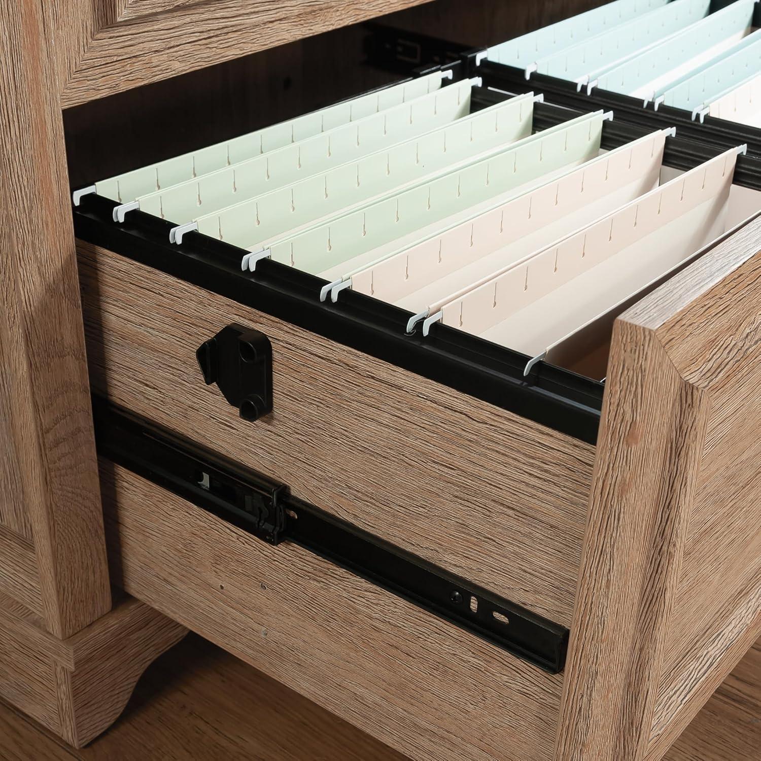 Brushed Oak 2-Drawer Lockable Lateral File Cabinet