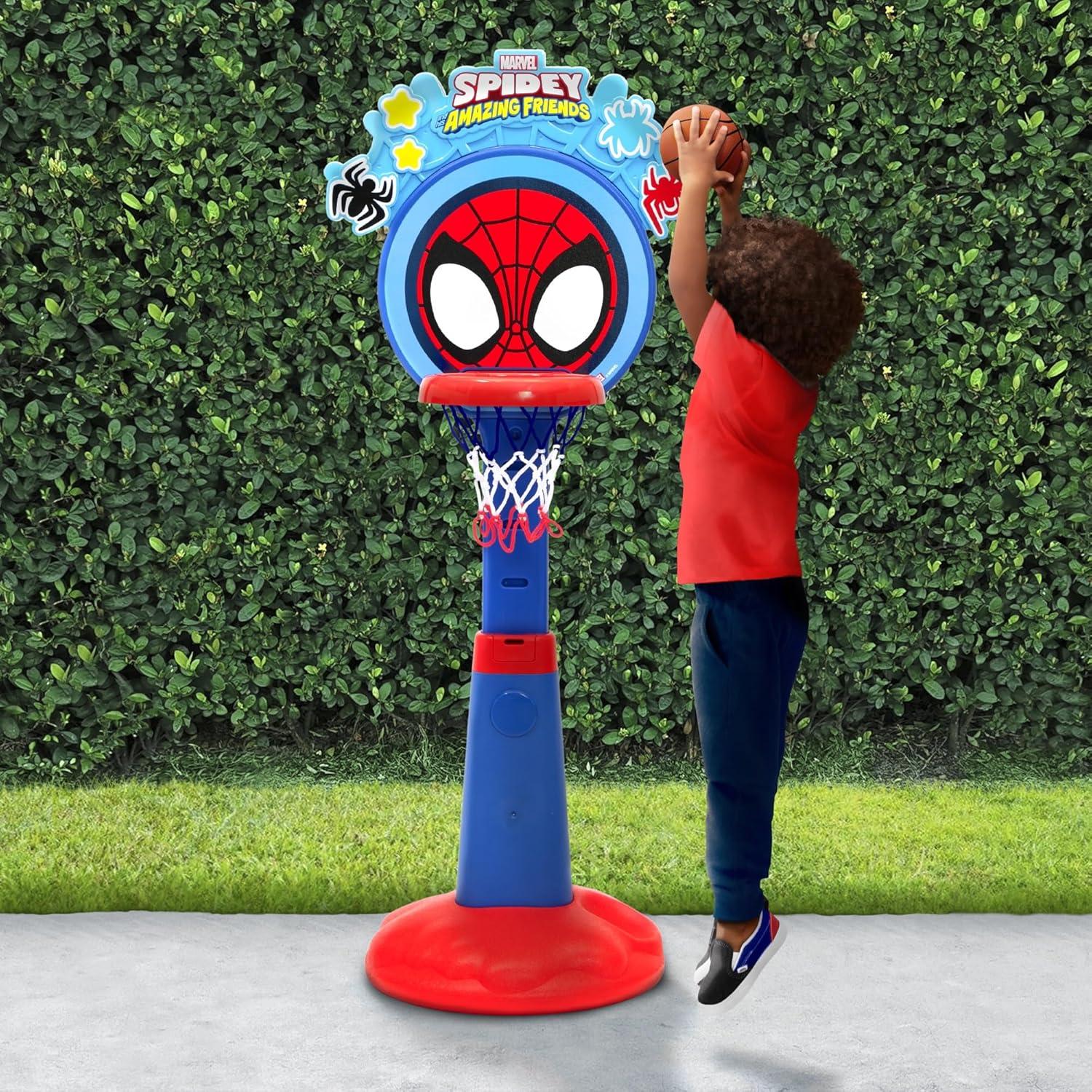 Spidey and His Amazing Friends Plastic Basketball Set by Delta Children – Includes Basketball Hoop, 1 Basketball and Ball Pump