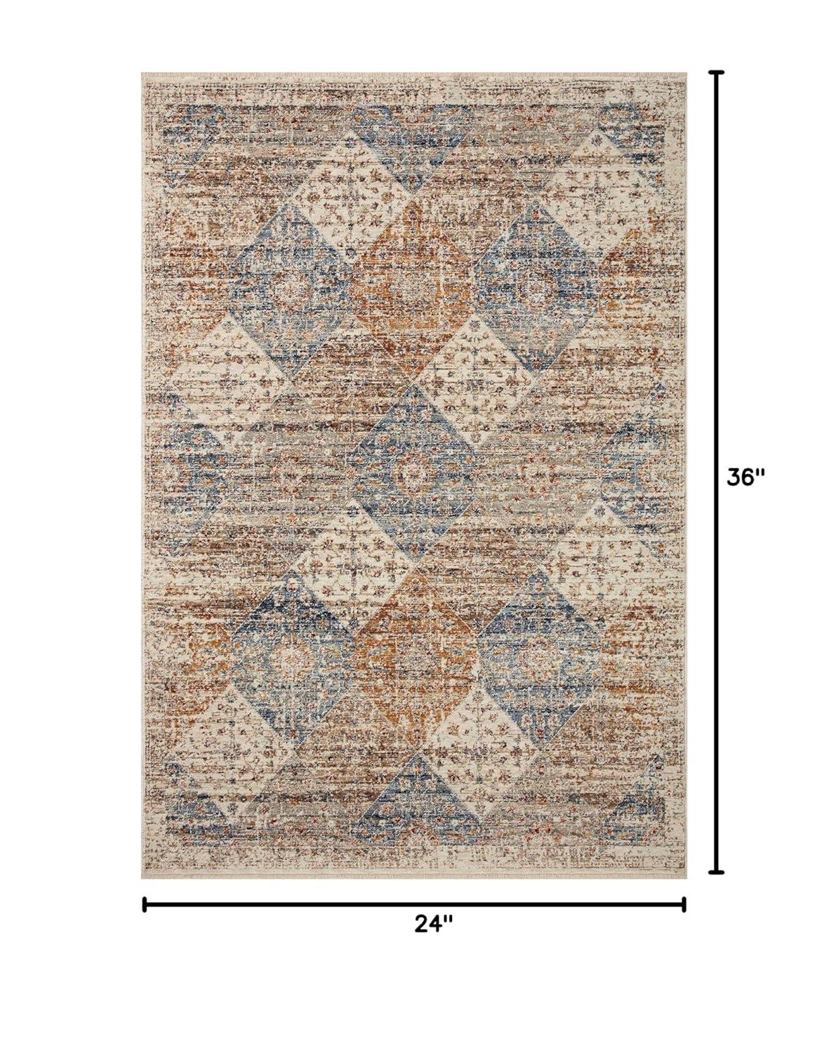 Loloi Rugs Sorrento Oriental Machine Made Power Loom Polyester Area Rug in Ivory