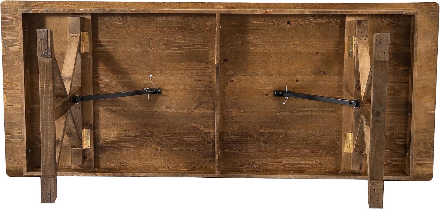 Flash Furniture Eternity Rectangular Solid Pine Farm Dining Table with Folding X-Style Legs