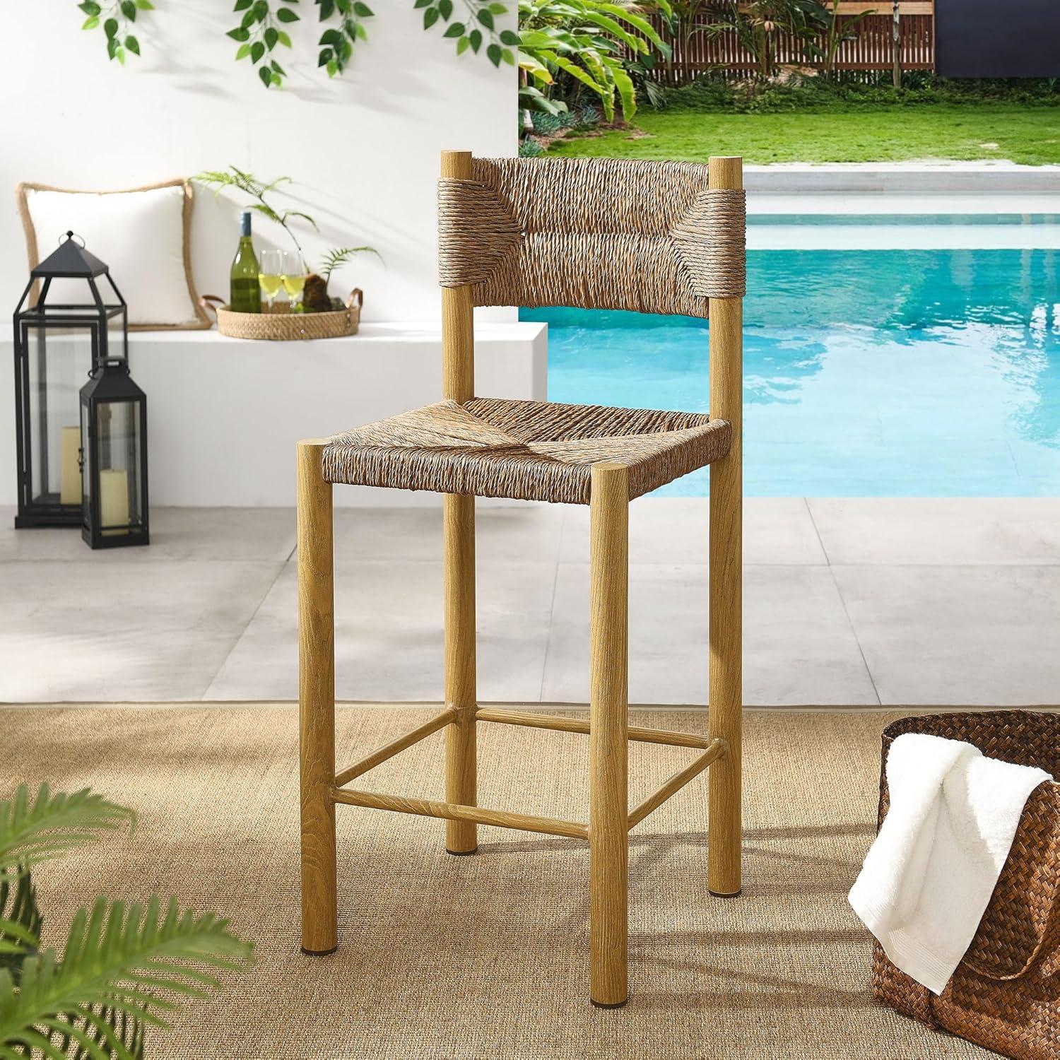 Modway Parkland Outdoor Patio Rattan And Aluminum Counter Stools Set Of 2