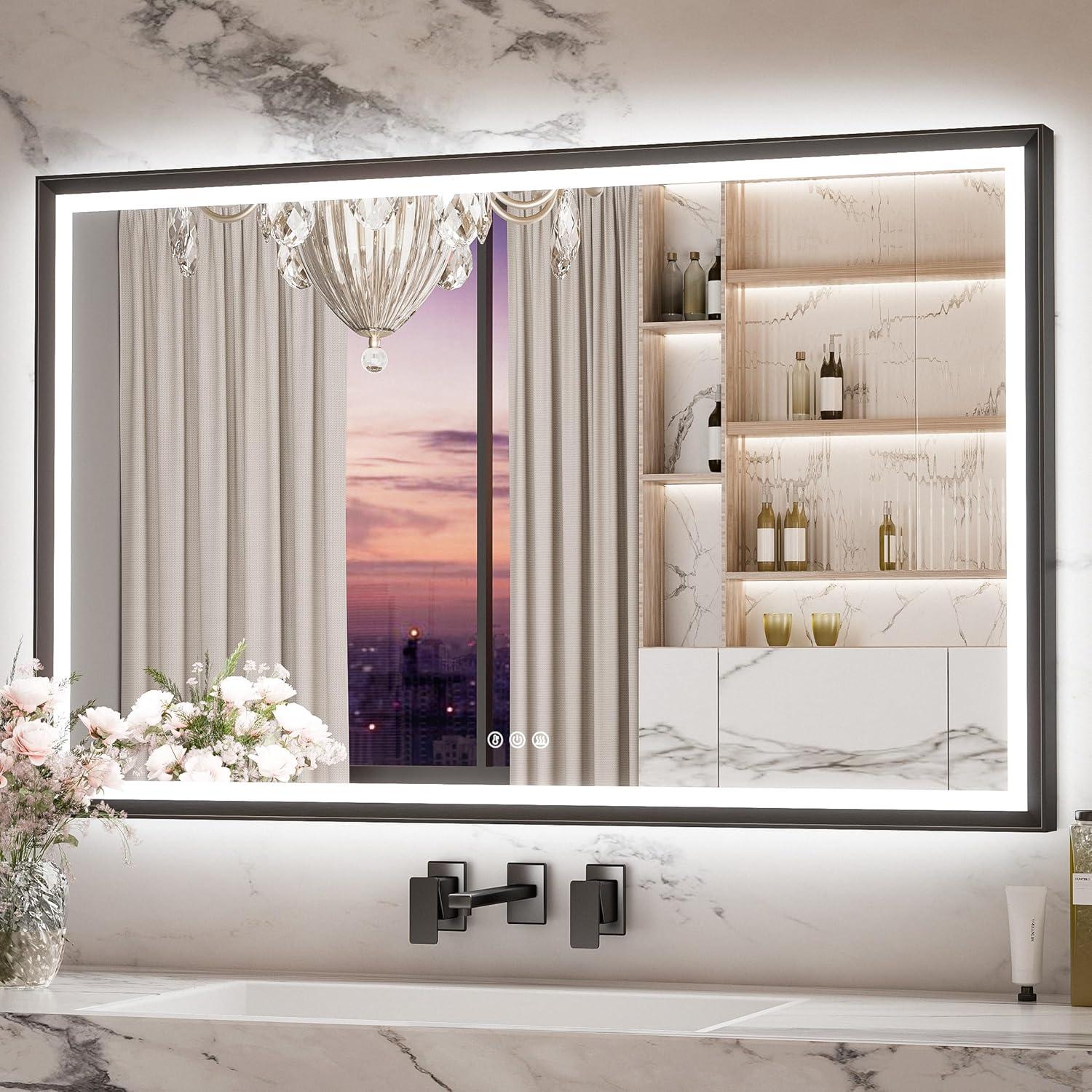 Ivy Bronx Keonjinn 40 X 24 In LED Bathroom Mirror With Lights, Adjustable 3 Color Lights, LED Vanity Mirror, Wall Mounted Anti-Fog Dimmable Mirror, UL Listed LED Driver, HD Tempered Glass(Horizontal/Vertical)