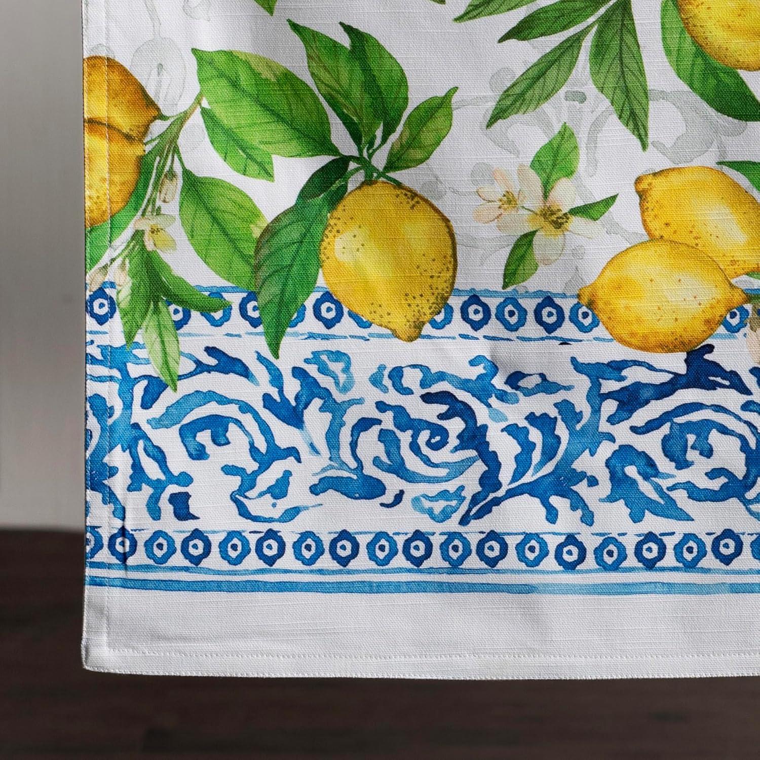 Design Imports Lemon Bliss Print Outdoor Table Runner 14X108 Inches
