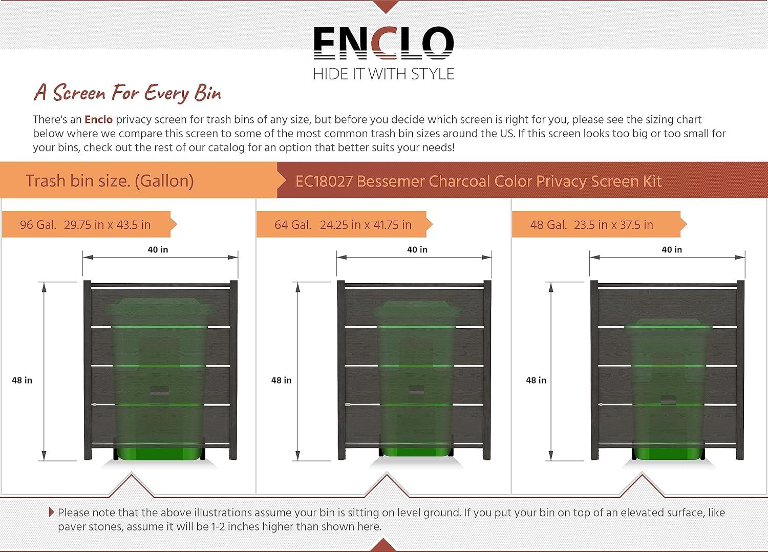 Enclo Privacy Screens EC18027 4 ft H x 3.3 ft W Bessemer WoodTek Vinyl Charcoal Privacy Screen Kit (2 Panels)