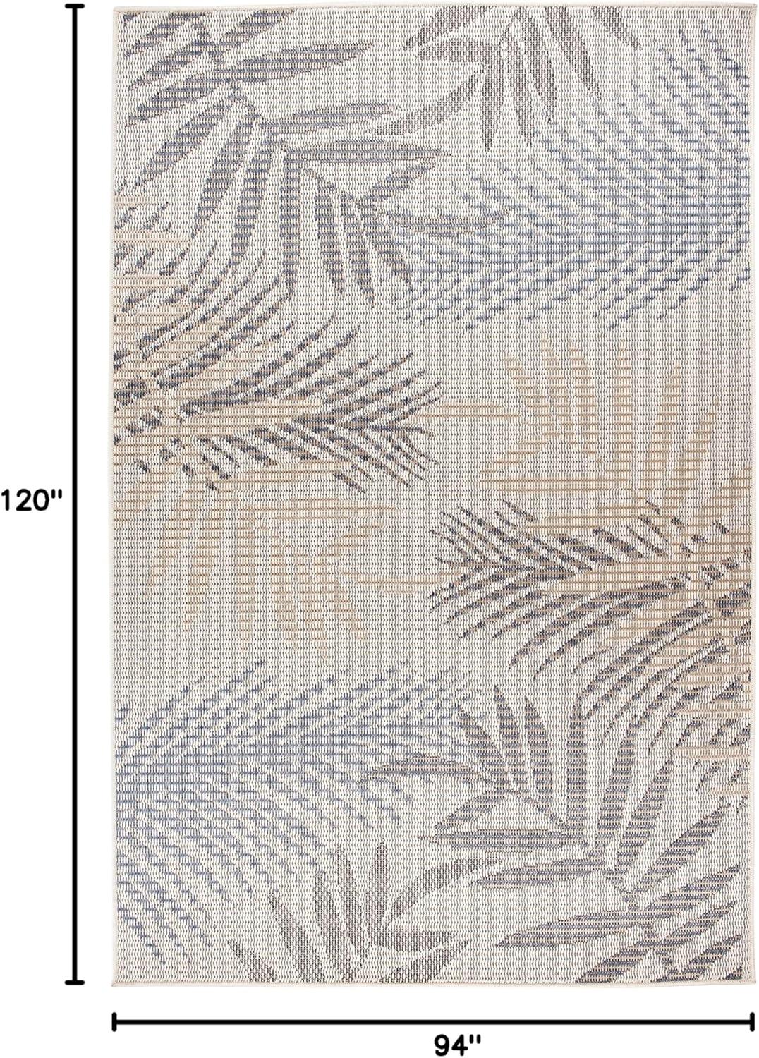World Rug Gallery Bahama Palm Frond Indoor/Outdoor Area Rug - Cream 7'10" x 10'
