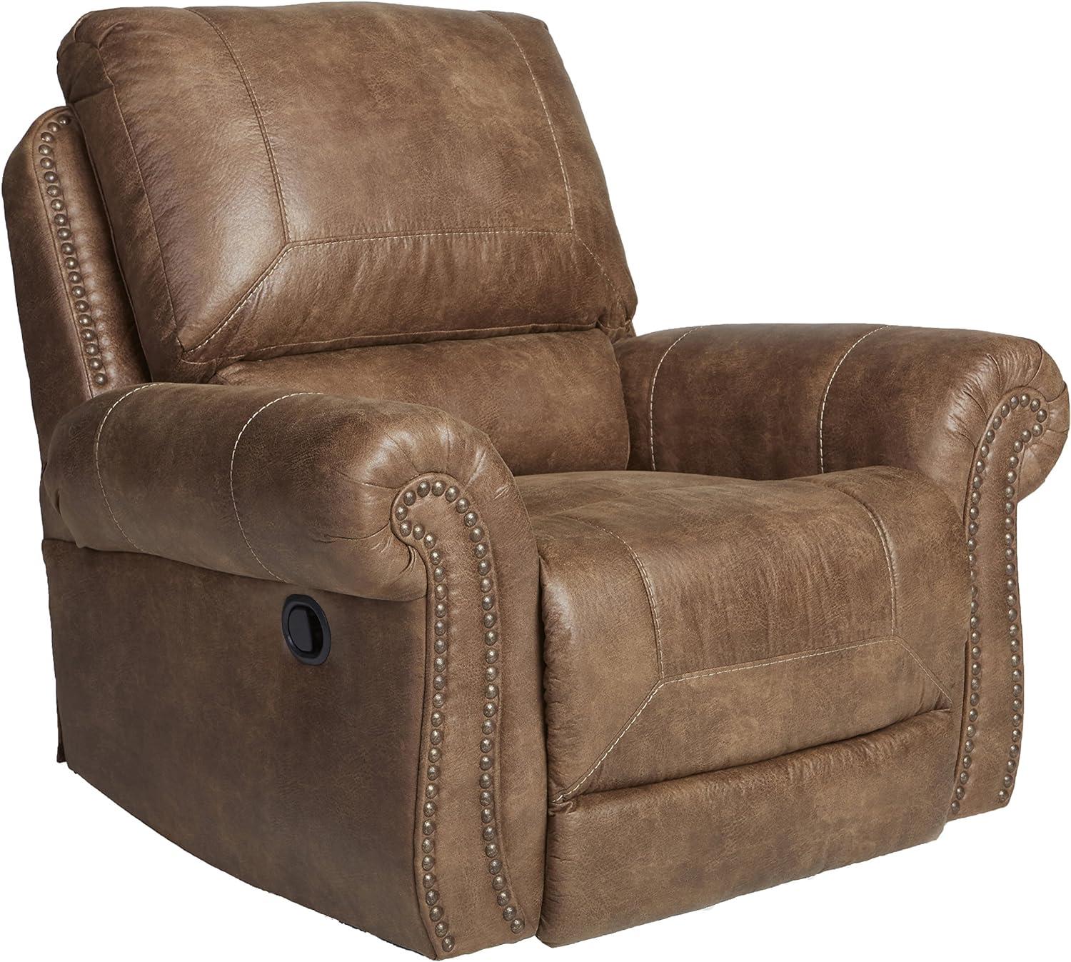 Larkinhurst Earth Brown Faux Leather Traditional Rocker Recliner