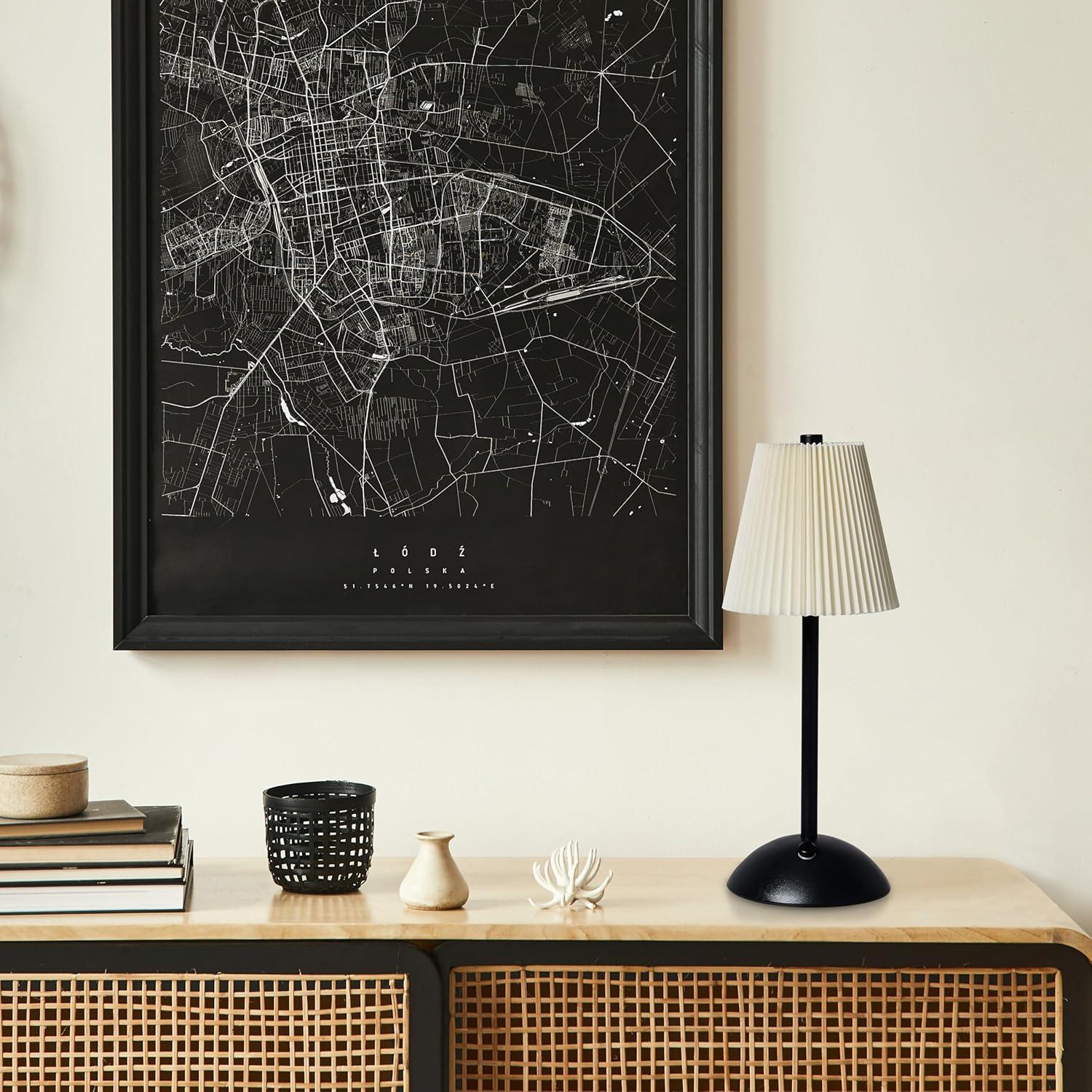 Camden Reed Table Lamp, Desk lamp, 3 Different Lighting Modes, Modern Minimal Design for Dinner/Coffee Table/Restaurant/Bedroom, Bell Black