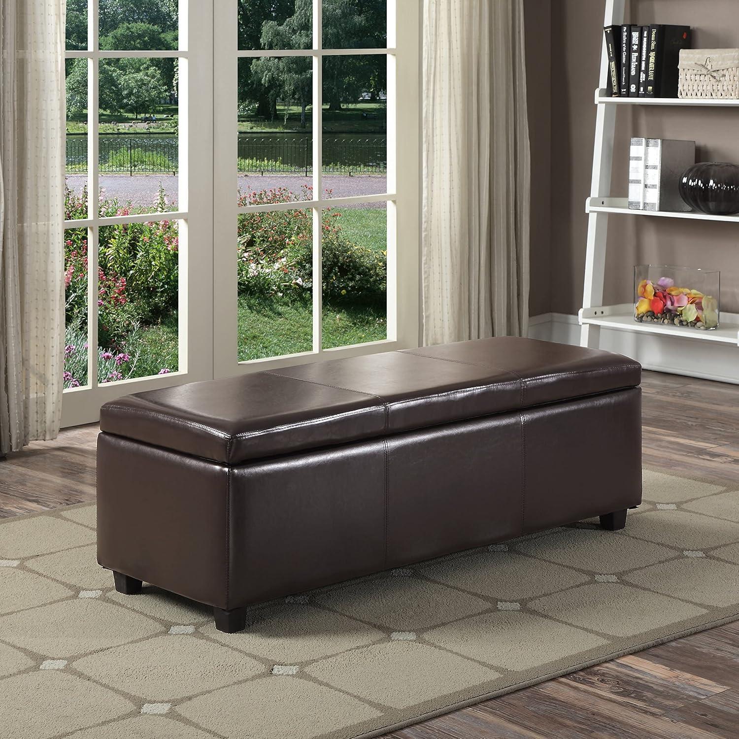 Avalon Tanner's Brown Large Rectangular Faux Leather Ottoman