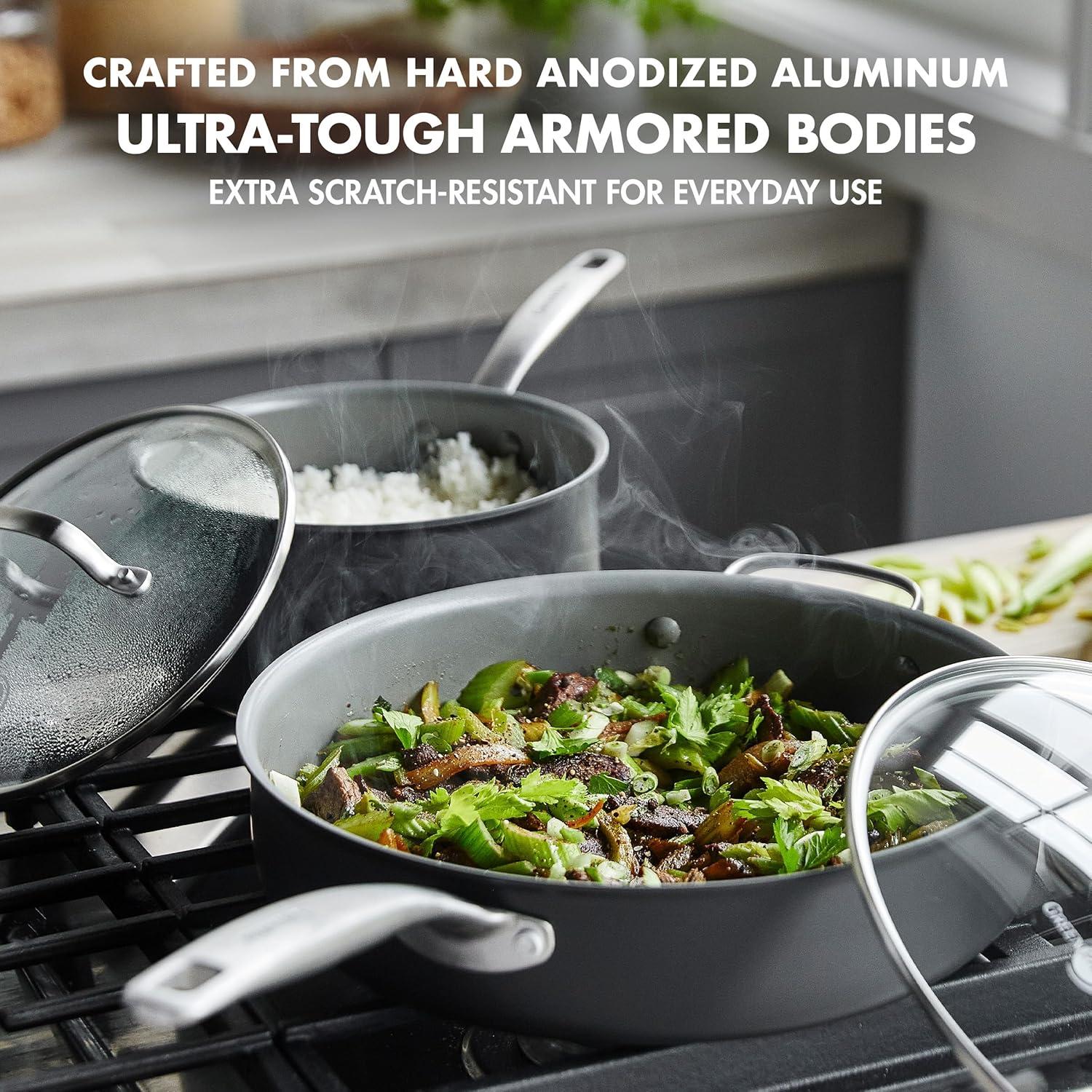 Chatham 10-Piece Hard-Anodized Aluminum Ceramic Nonstick Cookware Set in Gray