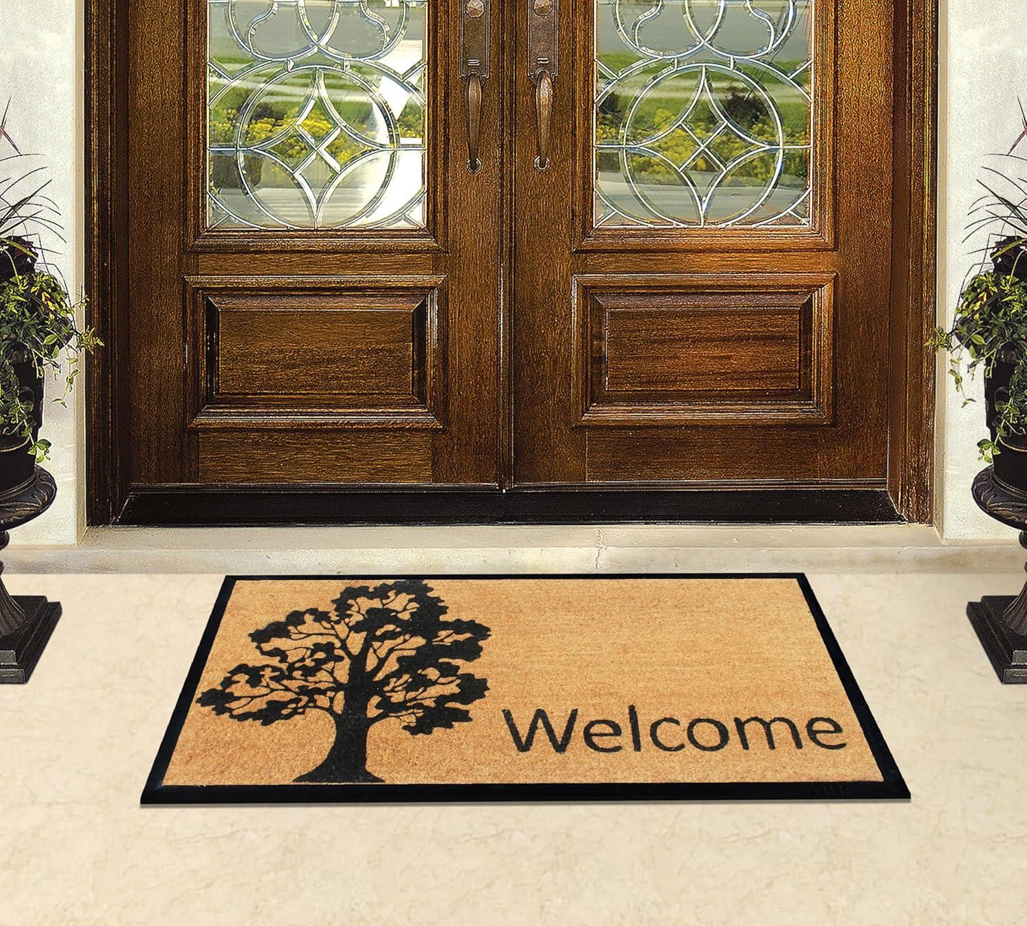 A1 Home Collections Entrance Door Mats, 24” x 48”, Durable Large Doormat, Non-Slip Welcome Doormat, Rubber Backed Thin-Profile Heavy Duty Door Mat, Doormat for Front Door, High Traffic Areas