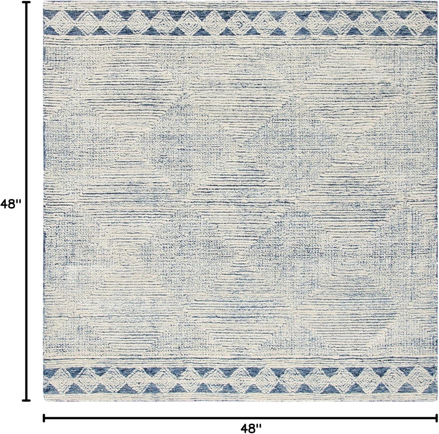 Abstract ABT349 Hand Tufted Area Rug - Ivory/Navy - 4'x4' - Safavieh .