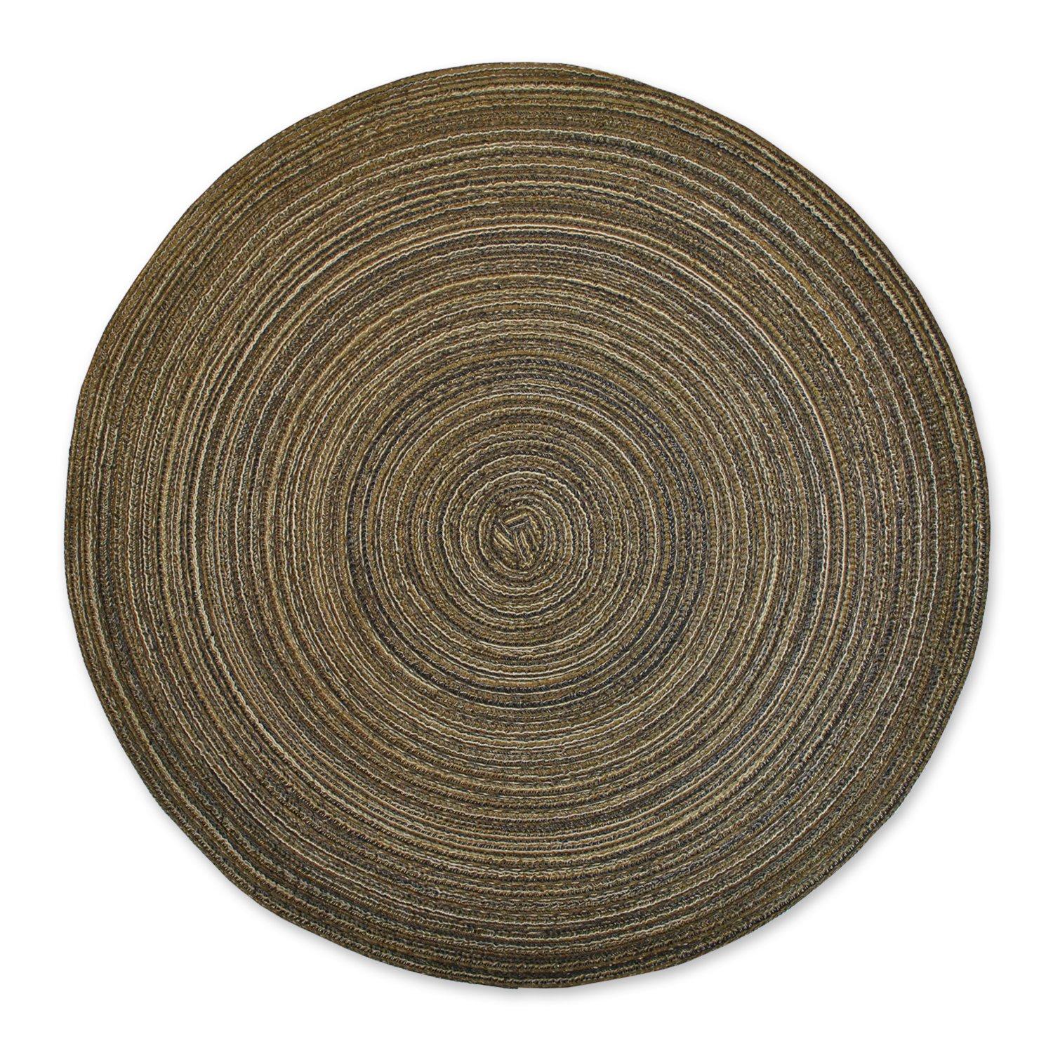 Set of 6 Variegated Lurex Round Woven Placemat Brown - Design Imports