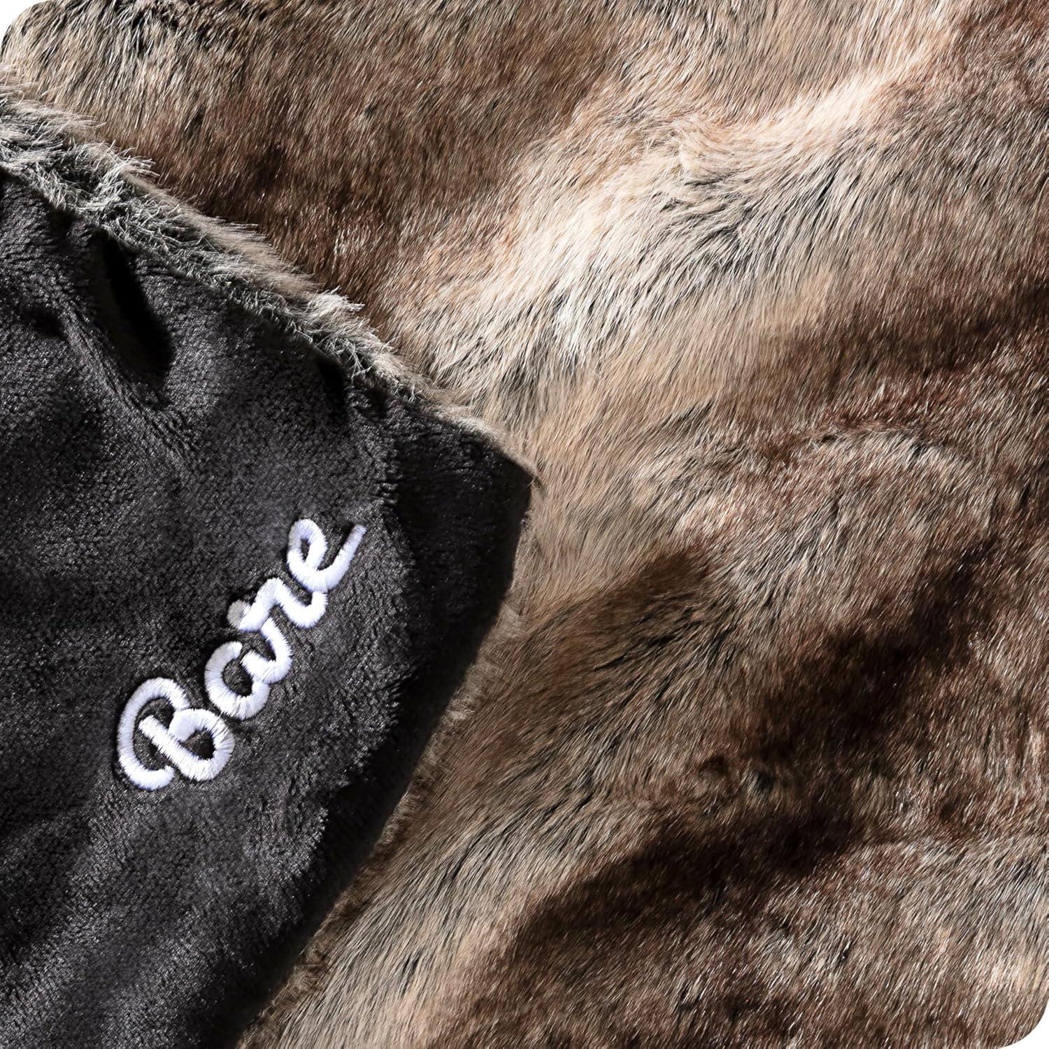 Bare Home Faux Fur Blanket - 47" x 60" - Ultra Soft Fleece - Throw, Ombre Stripe