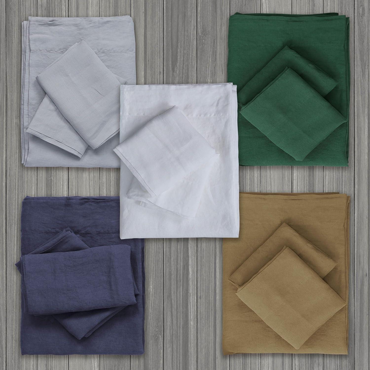 Tribeca Living Standard European Garment Washed Linen Pillowcase Set Jade Green: 100% Linen, Plain Weave, OEKO-TEX Certified