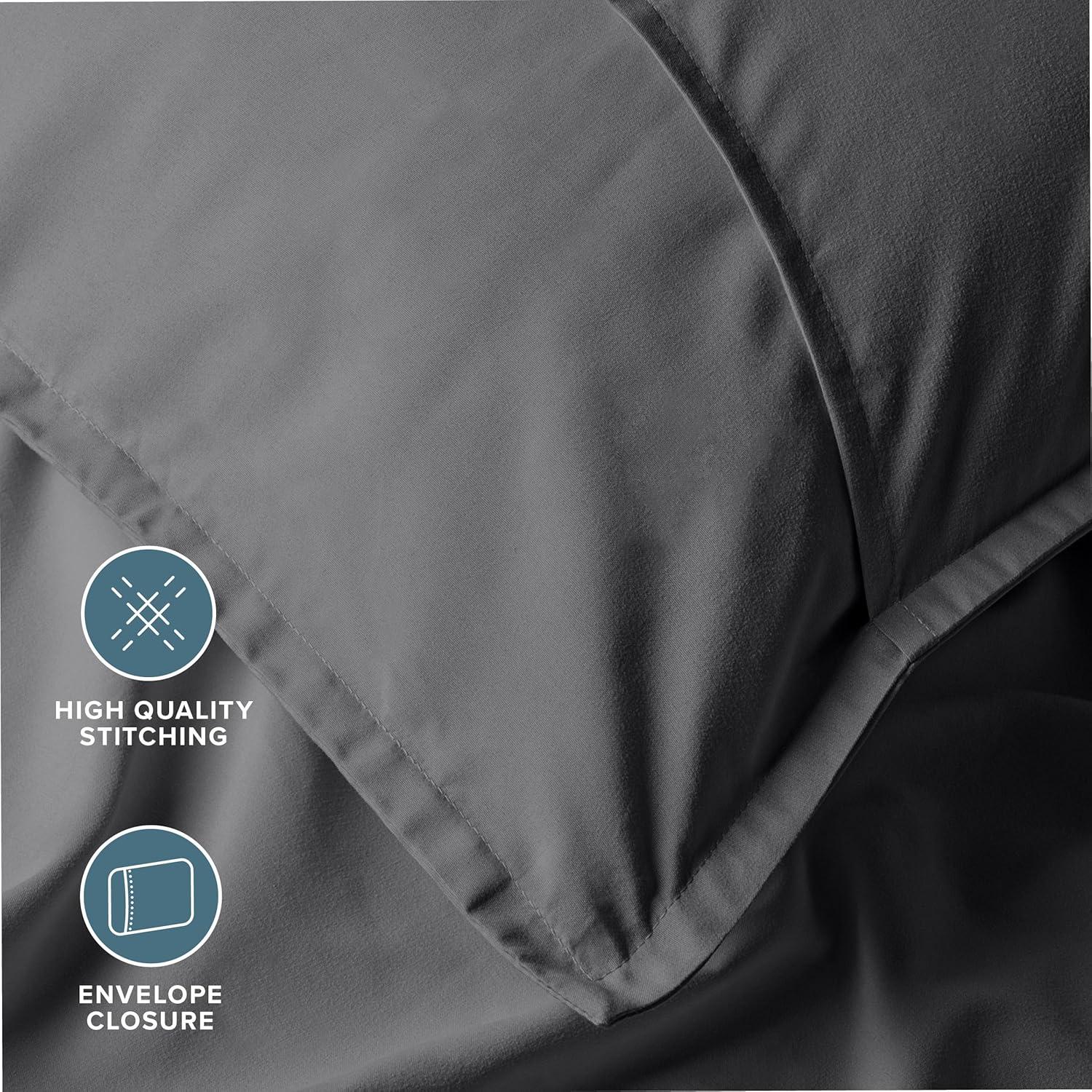 Solid Grey Microfiber Standard Pillow Sham Set by Bare Home