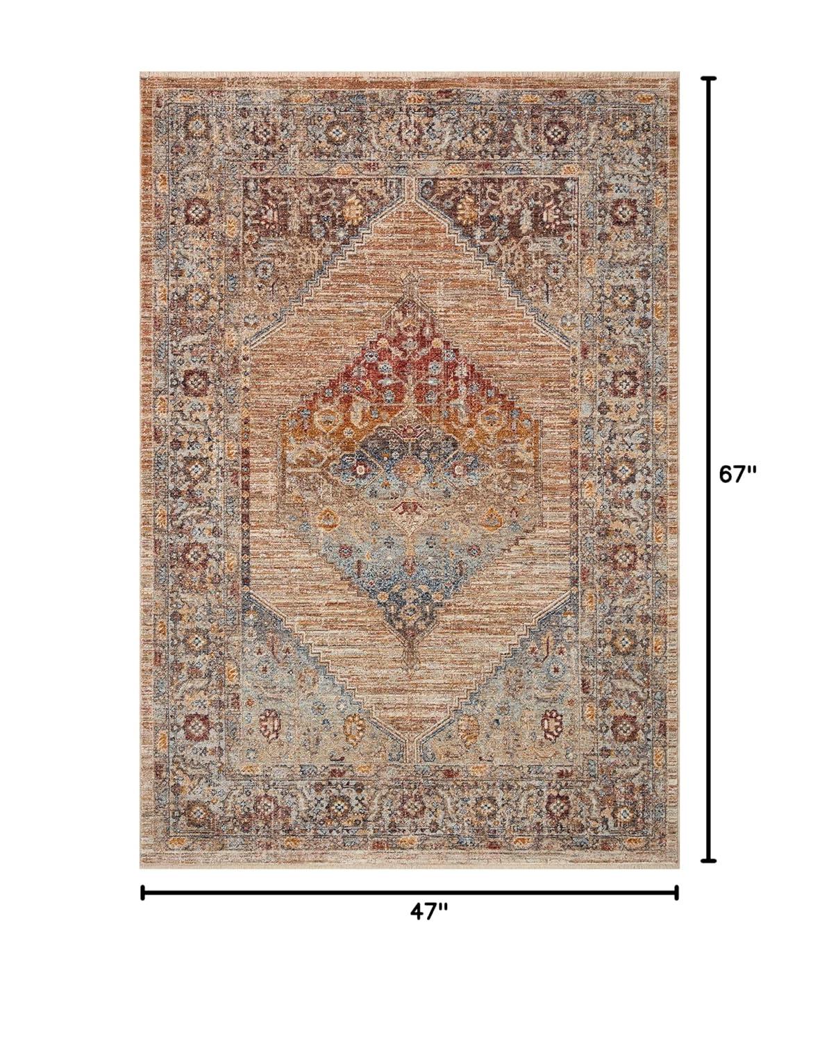Loloi Rugs Sorrento Oriental Machine Made Power Loom Polyester Area Rug in Brown