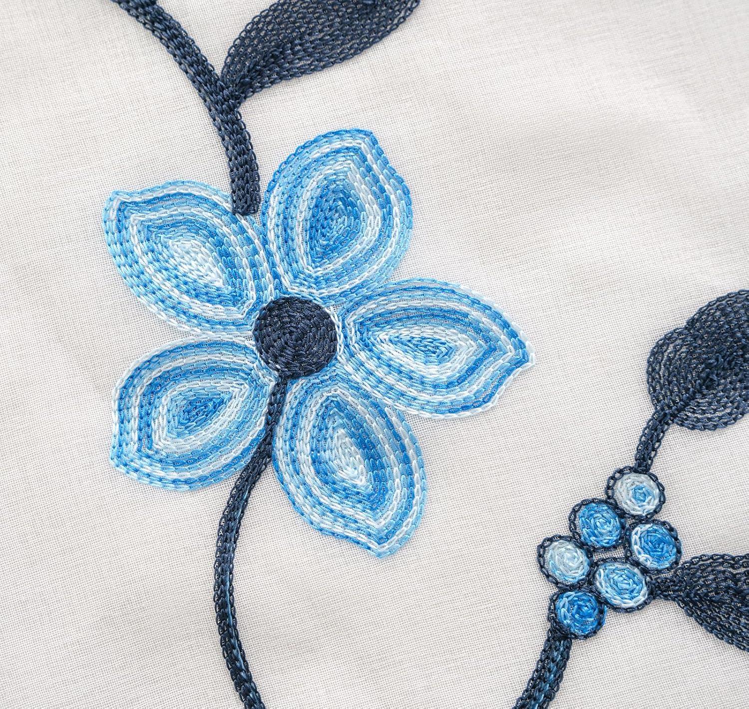 Red Barrel Studio® Embroidery Sheer Curtain 2 Panels Set Luxury Window Curtain Attached Valance With Satin Backing And 2 Tie Backs