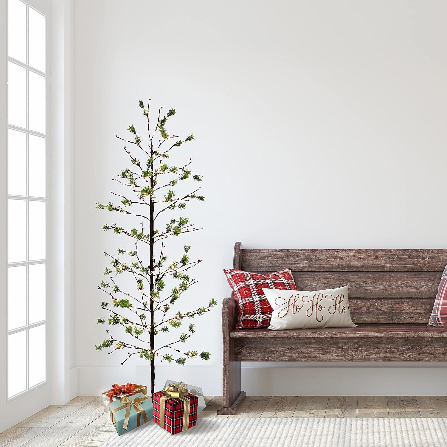 Puleo International 6 ft. Pre-Lit Twig Tree with 240 White LED Twinkle Lights