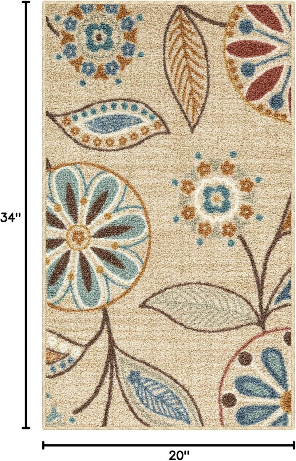 Maples Rugs Reggie Multi Floral Washable Entryway Accent Rug for Indoor, 1'8" x 2'10", Beige