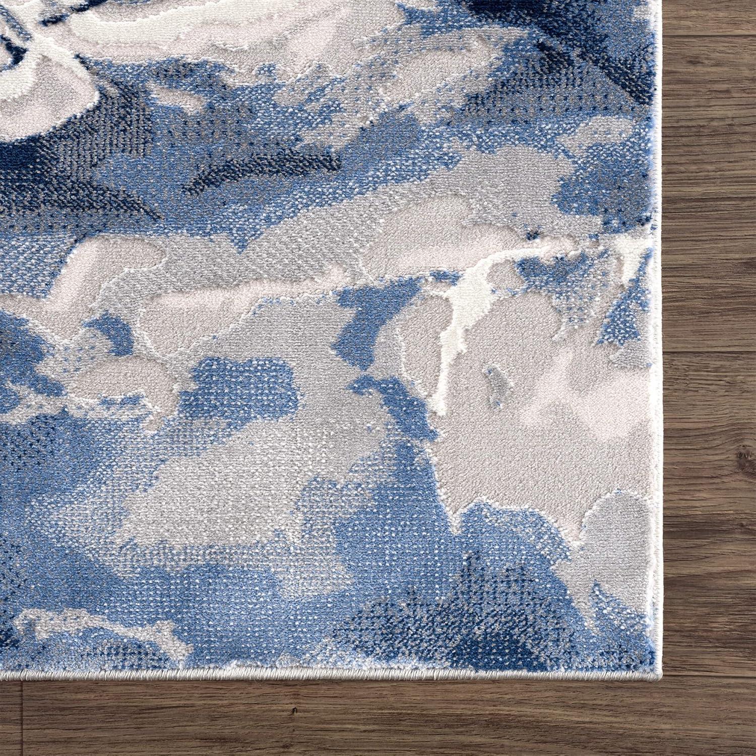 Abani Regal Collection Area Rug Mid Century Modern Bedroom Living Room Decor Floor Rug 6 x 9 Blue