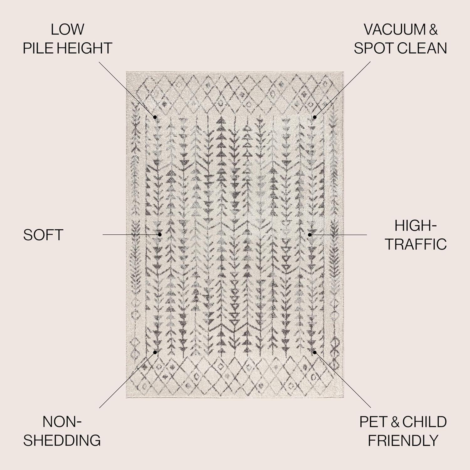 8'x10' Ziri Moroccan Geometric Area Rug, Cream/Gray - JONATHAN Y