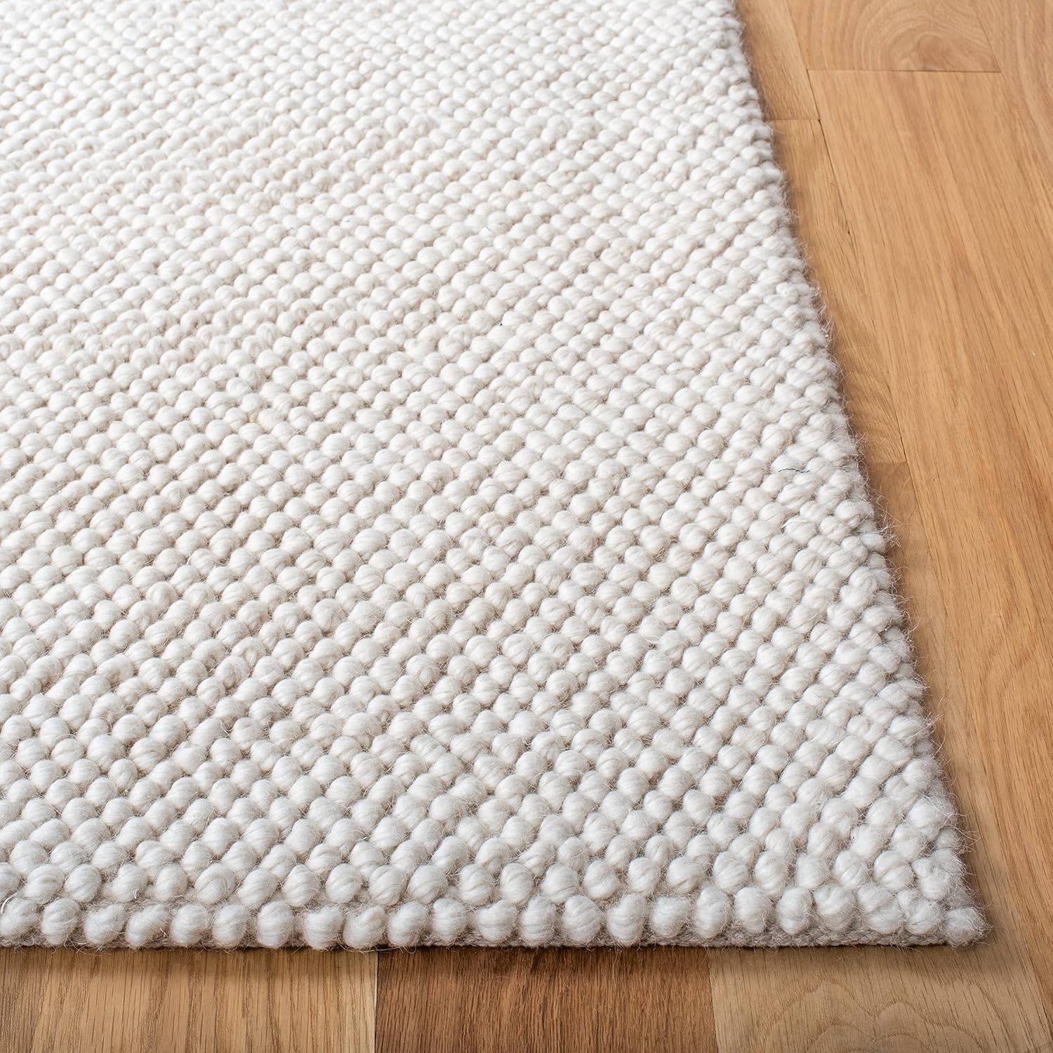 Hand-Tufted Ivory Wool & Synthetic 6' Square Braided Rug