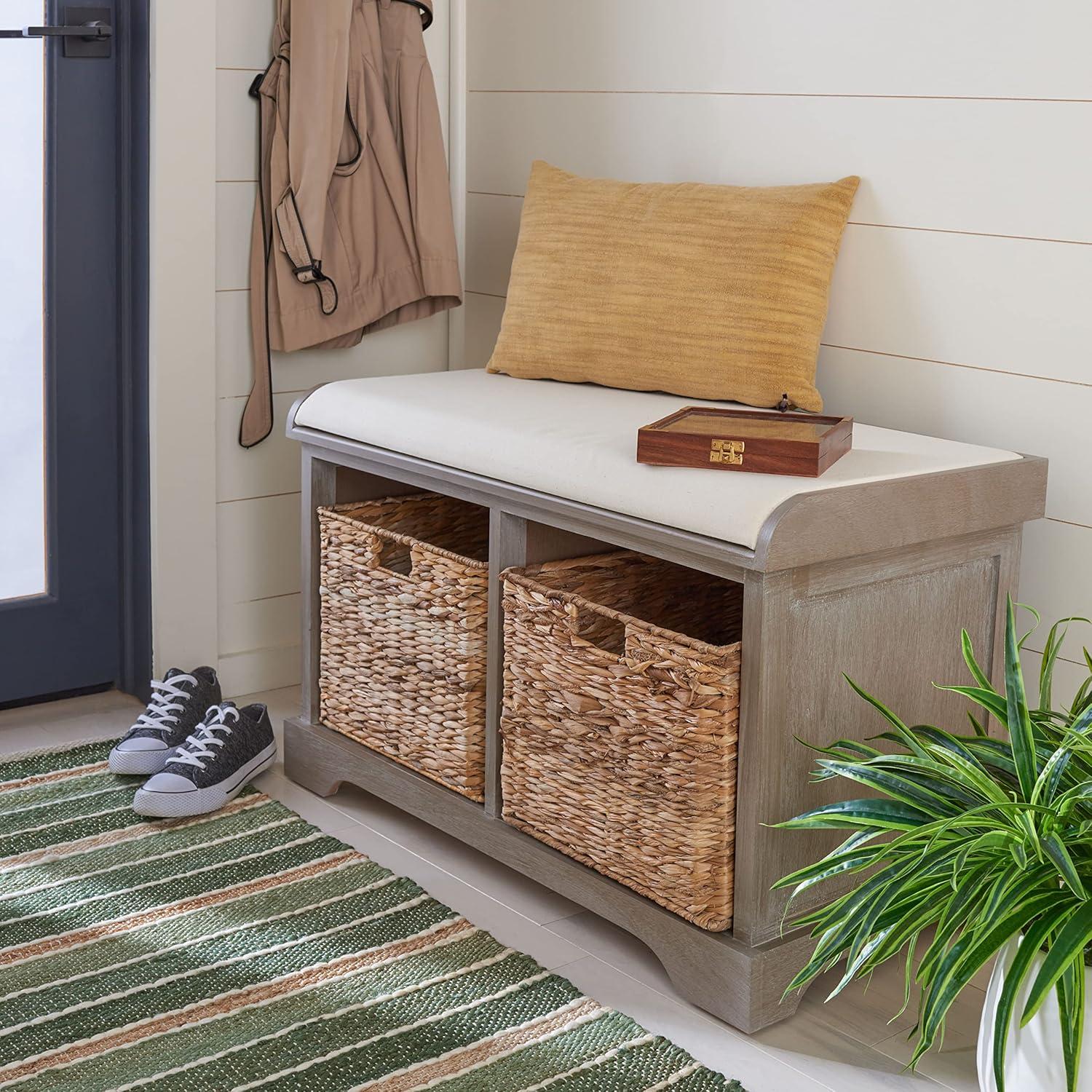 Freddy Wicker Storage Bench - AMH5736 - White Wash - Safavieh