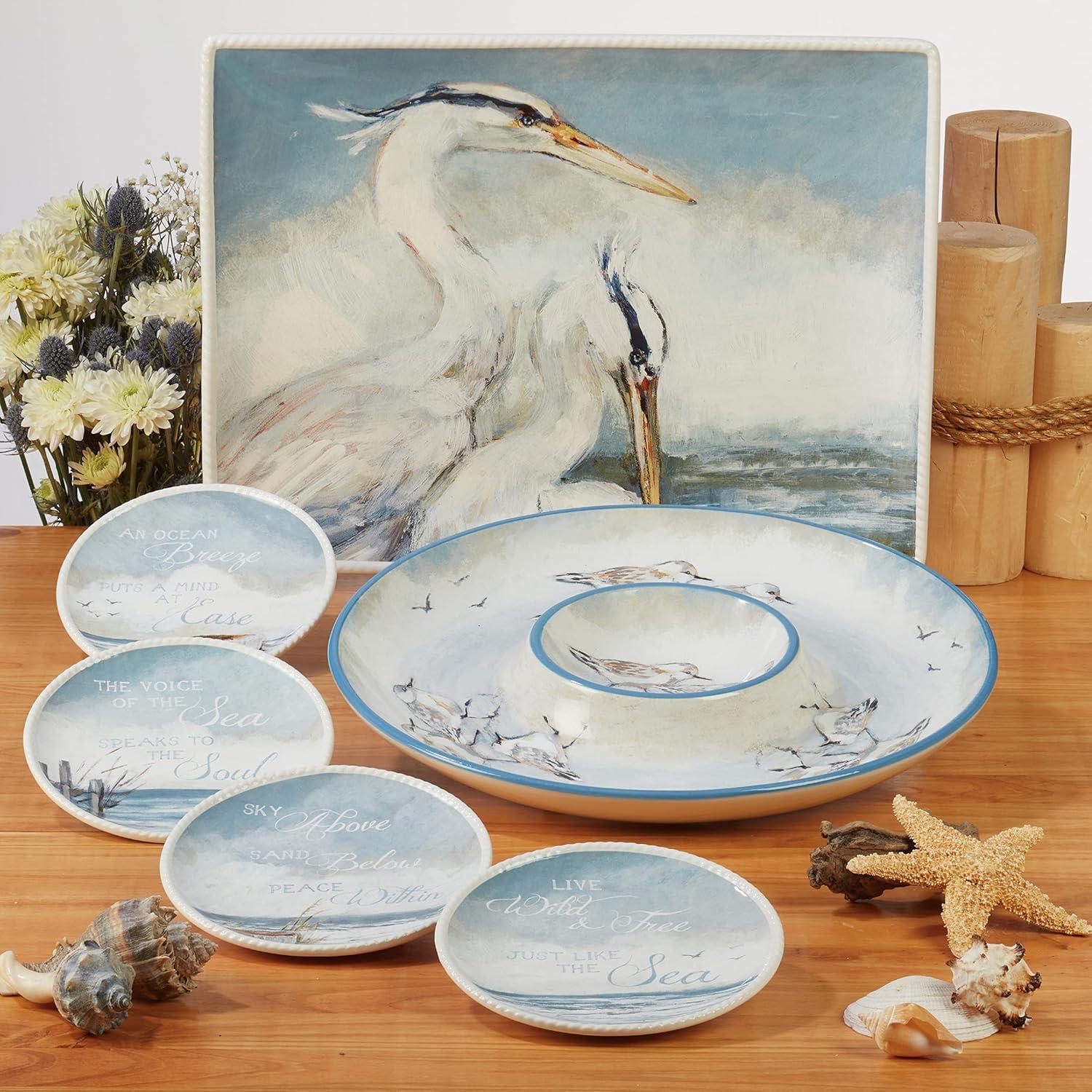 Certified International Shorebirds Rectangular Platter, 16" x 12" x 1.25"